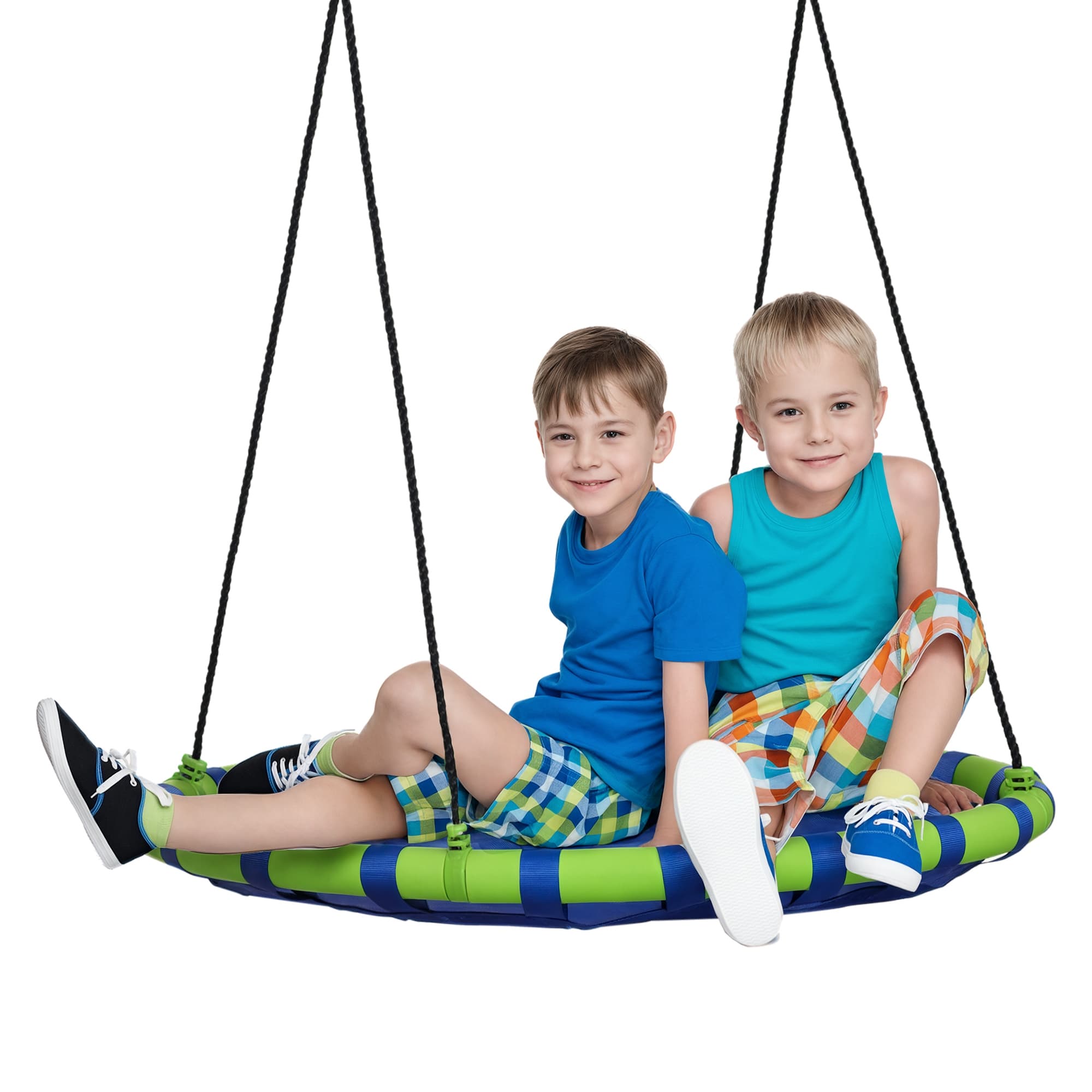 Outsunny Balançoire nid d'oiseau ronde hauteur réglable à suspendre enfant adulte jardin capacité de charge 150 kg Ø 100 cm bleu Aosom France