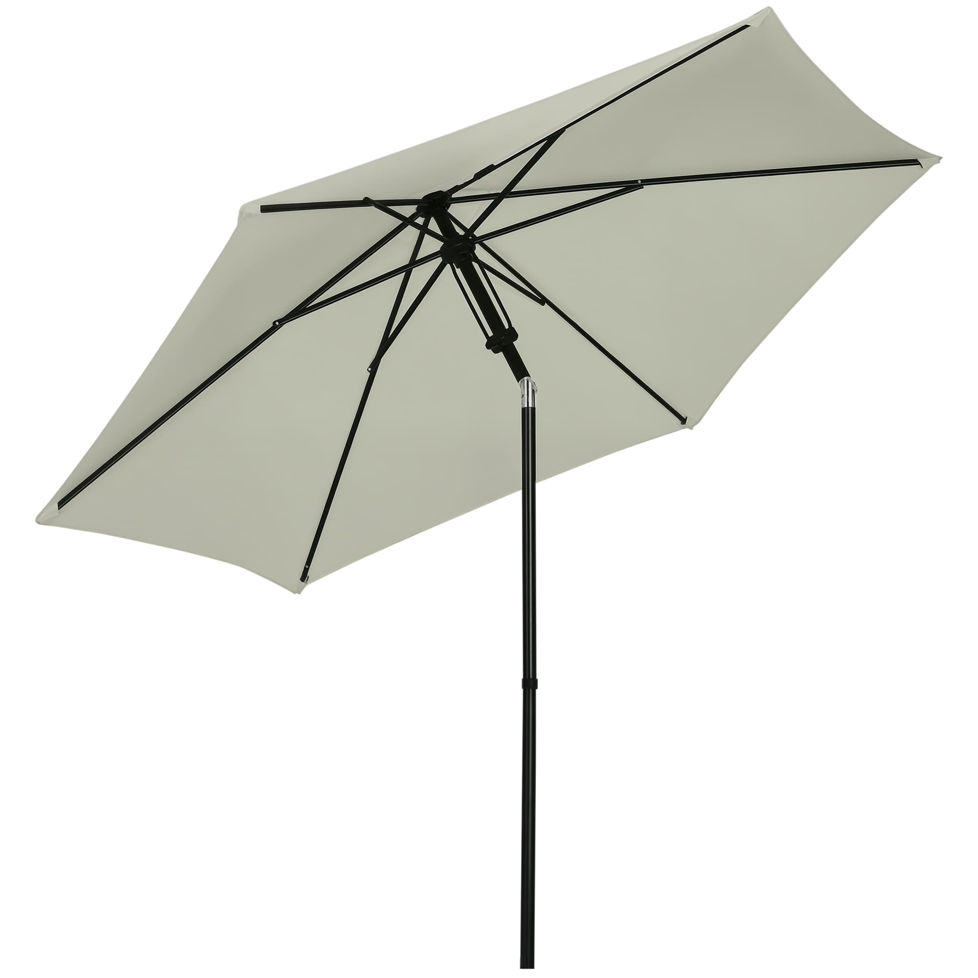 Outsunny Parasol Jardin Poussée Manuelle Aération Polyester Haute Densité 180g/m2 Gris Clair Aosom France