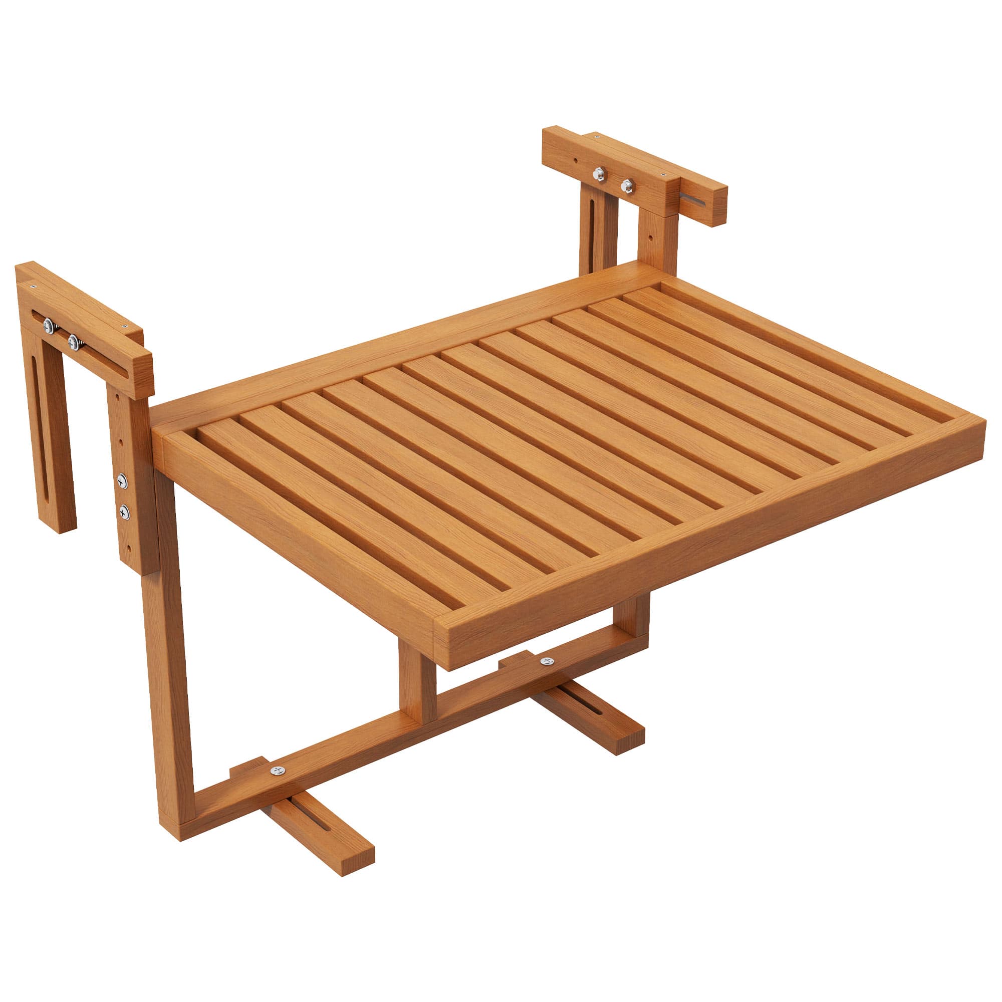 Outsunny Table de balcon suspendue en bois pliable plateau rectangulaire hauteur réglable dim. 68L x 65l x 40,5-55H cm naturel