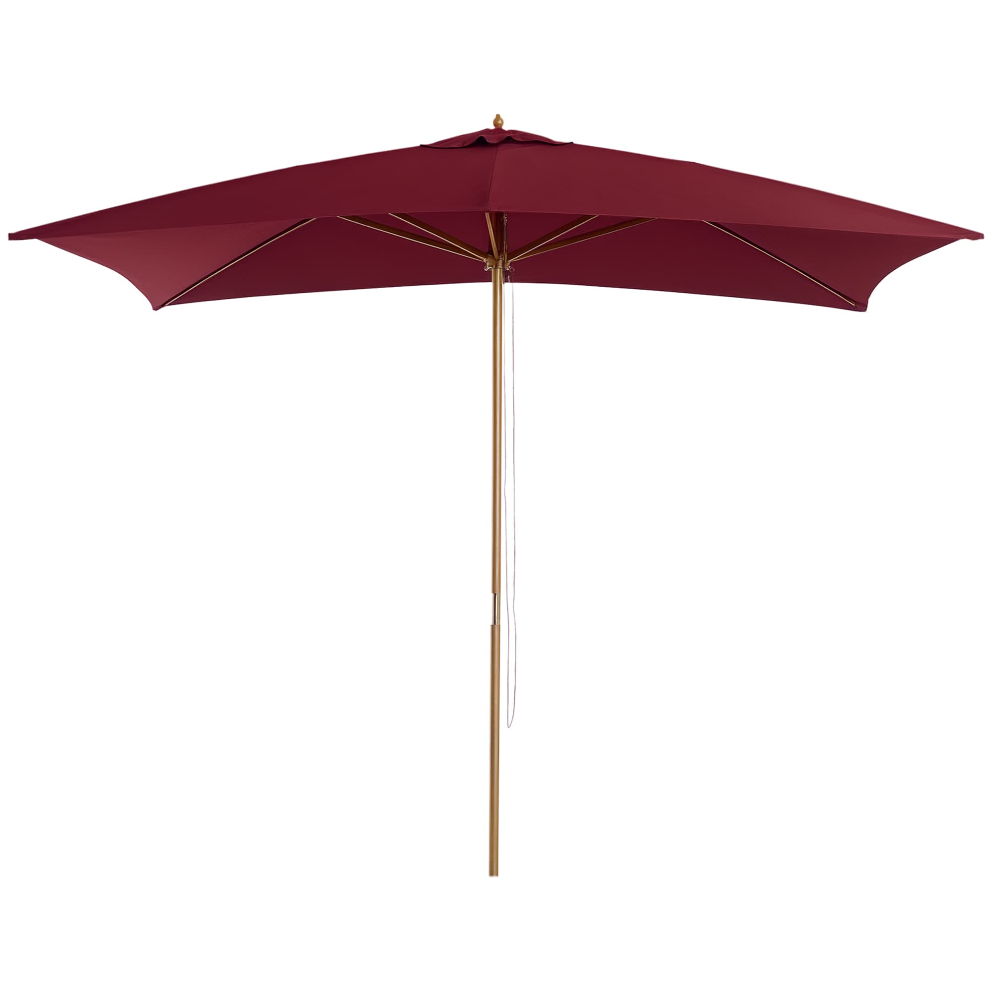 Outsunny Parasol Rectangulaire Bambou 2x3x2,5m Rouge Bordeaux pour Jardin et Terrasse Aosom France