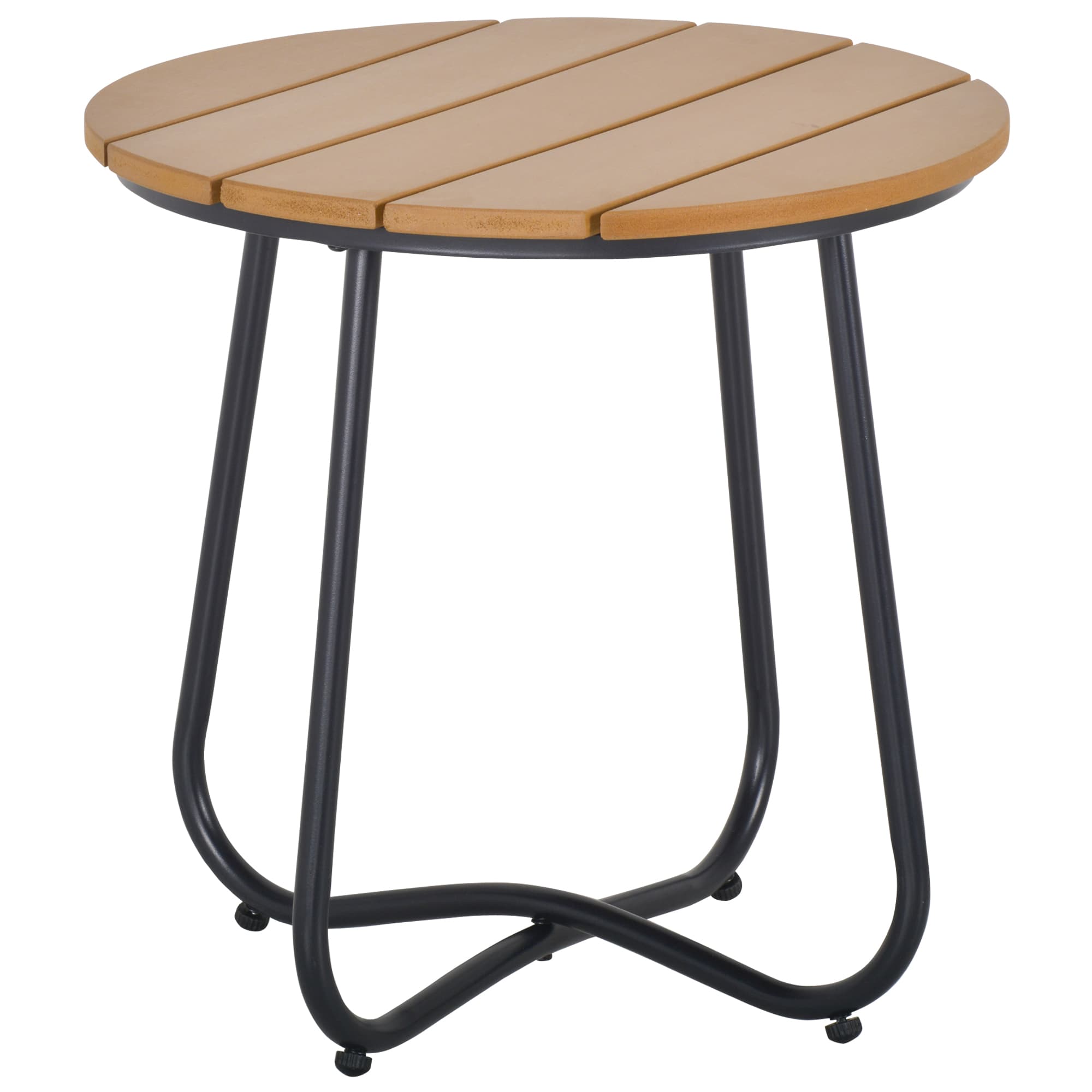 Outsunny Petite table basse ronde, cadre en acier, table de jardin pour balcon, balcon, terrasse, salon, Ø49 x 48H cm, marron