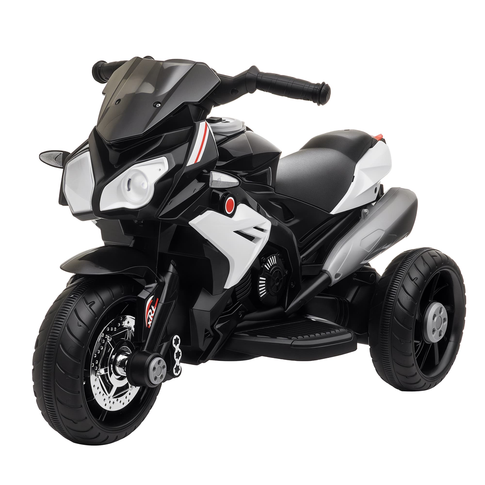 HOMCOM Moto électrique pour Enfants 3 ans 3 Roues 6 V 3 Km/h Effets Lumineux et sonores Noir