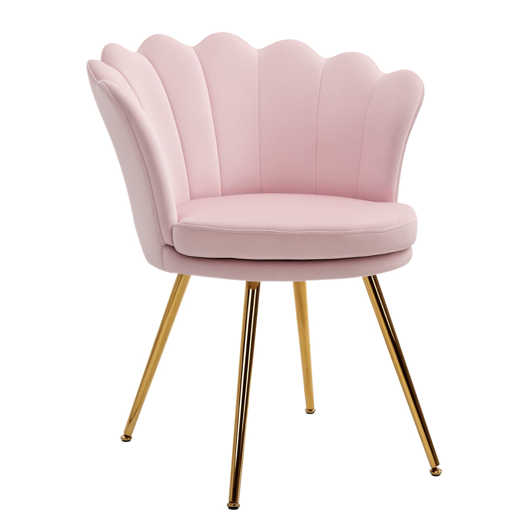 HOMCOM Fauteuil coquillage Fauteuil rose Fauteuil de salon Chaise en velours