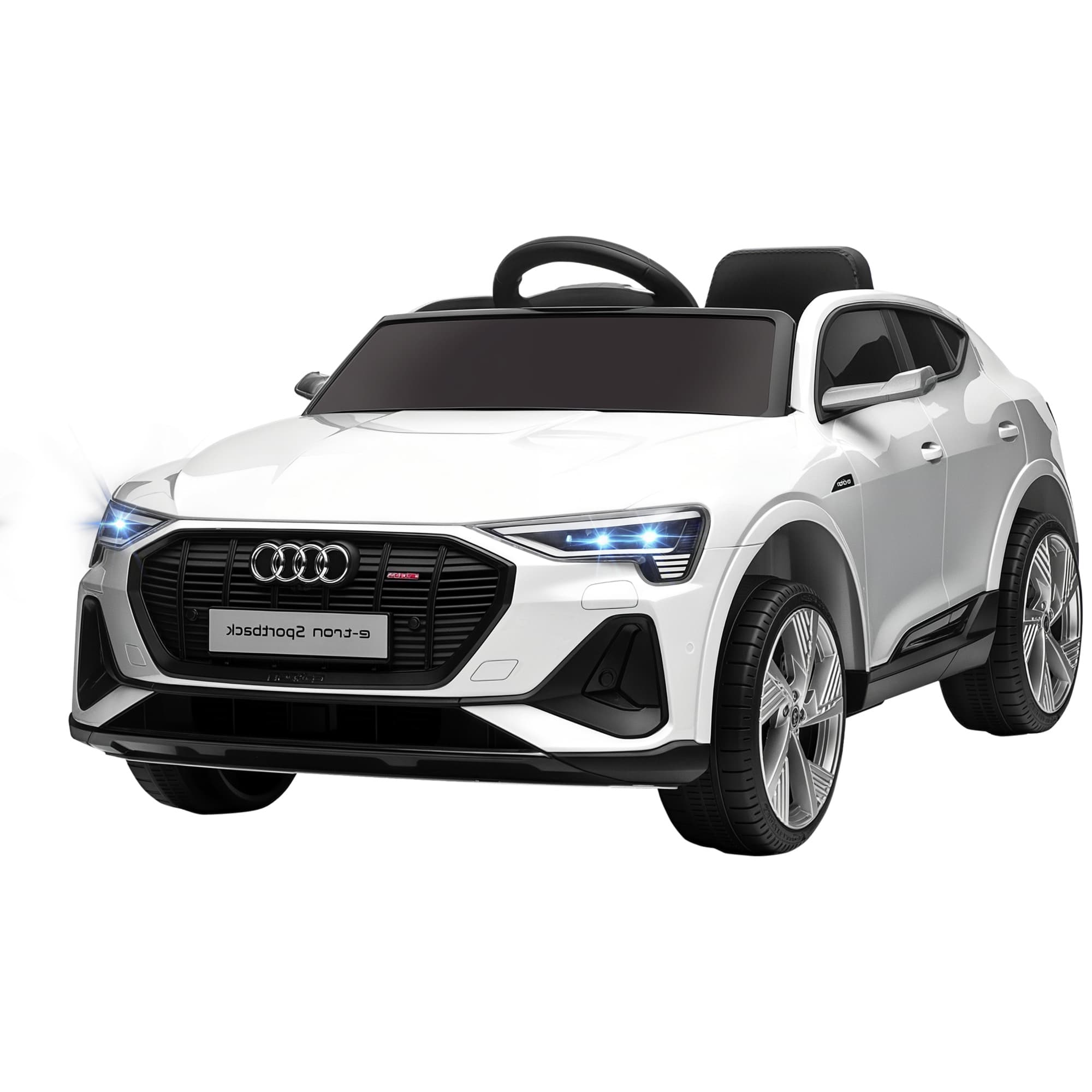 HOMCOM Voiture électrique Enfant e-tron Sportback S Line 12 V - V. Max. 5 Km/h - Effets sonores, Lumineux - télécommande, Port USB, MP3 - Blanc