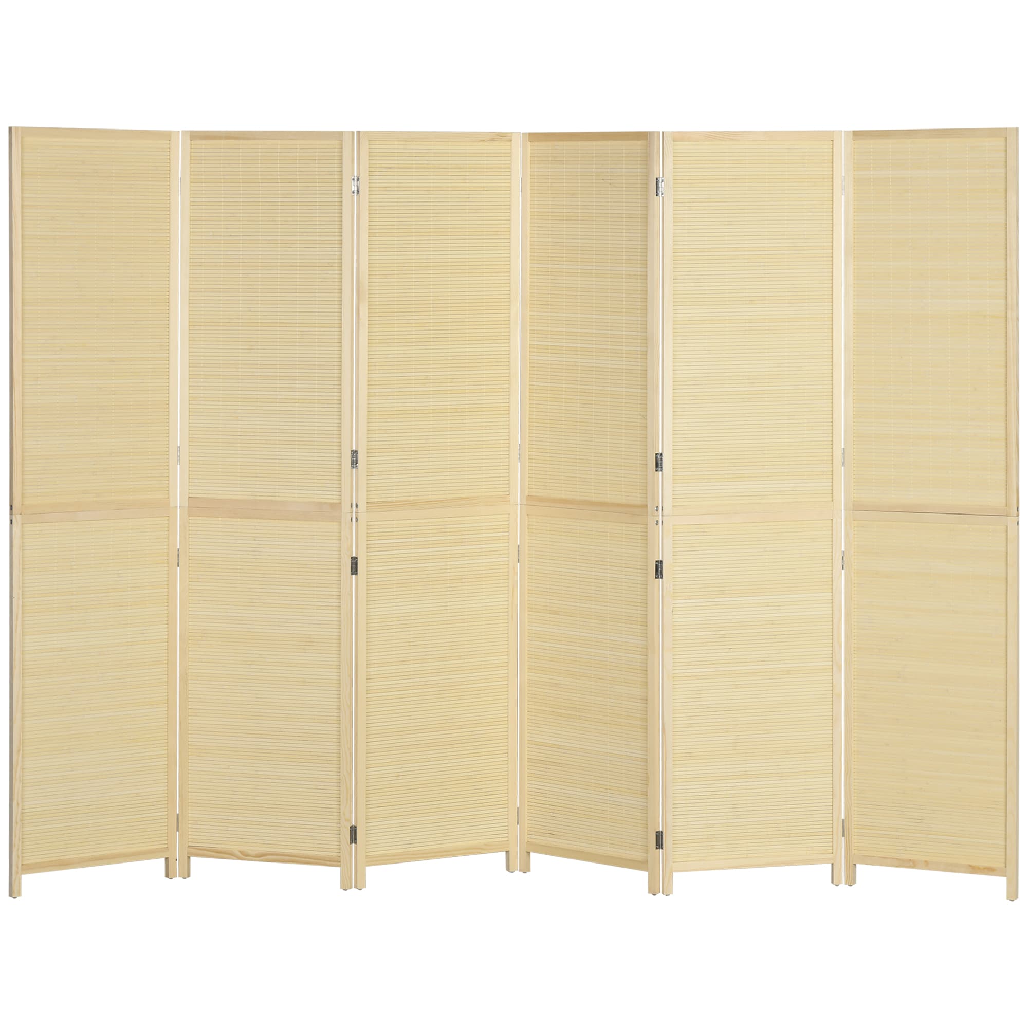 HOMCOM Paravent en bois de bambou 6 panneaux 270 x 180 cm séparateur de pièce cloison de séparation pliable - naturel