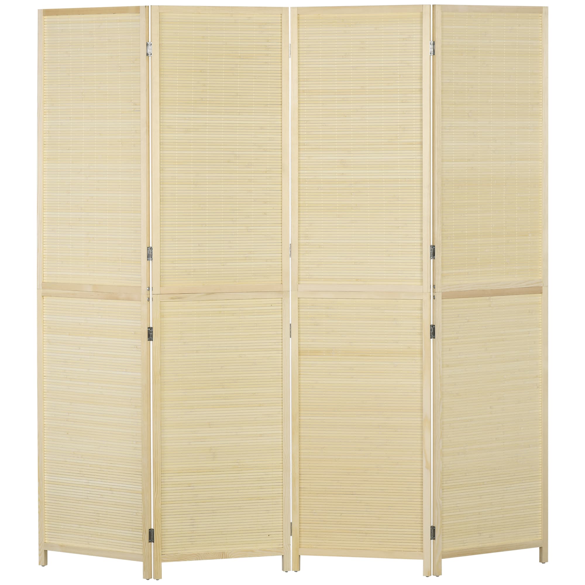 HOMCOM Paravent en bois de bambou 4 panneaux 180 x 180 cm séparateur de pièce cloison de séparation pliable - naturel