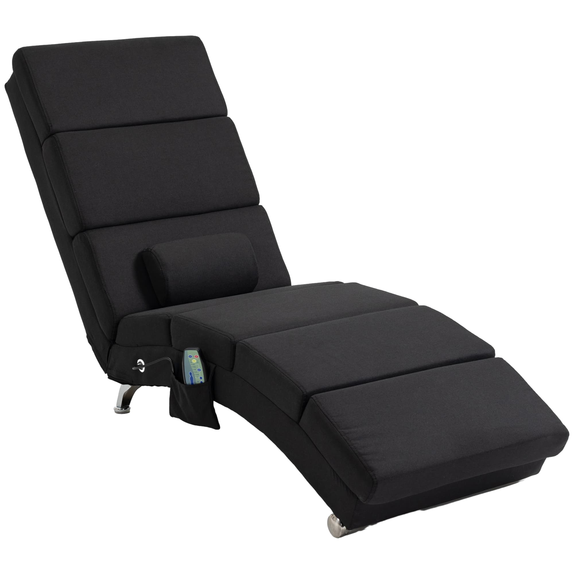 HOMCOM Fauteuil relax chaise longue de relaxation ergonomique, massant et chauffant avec télécommande 56 x 168 x 84 cm noir