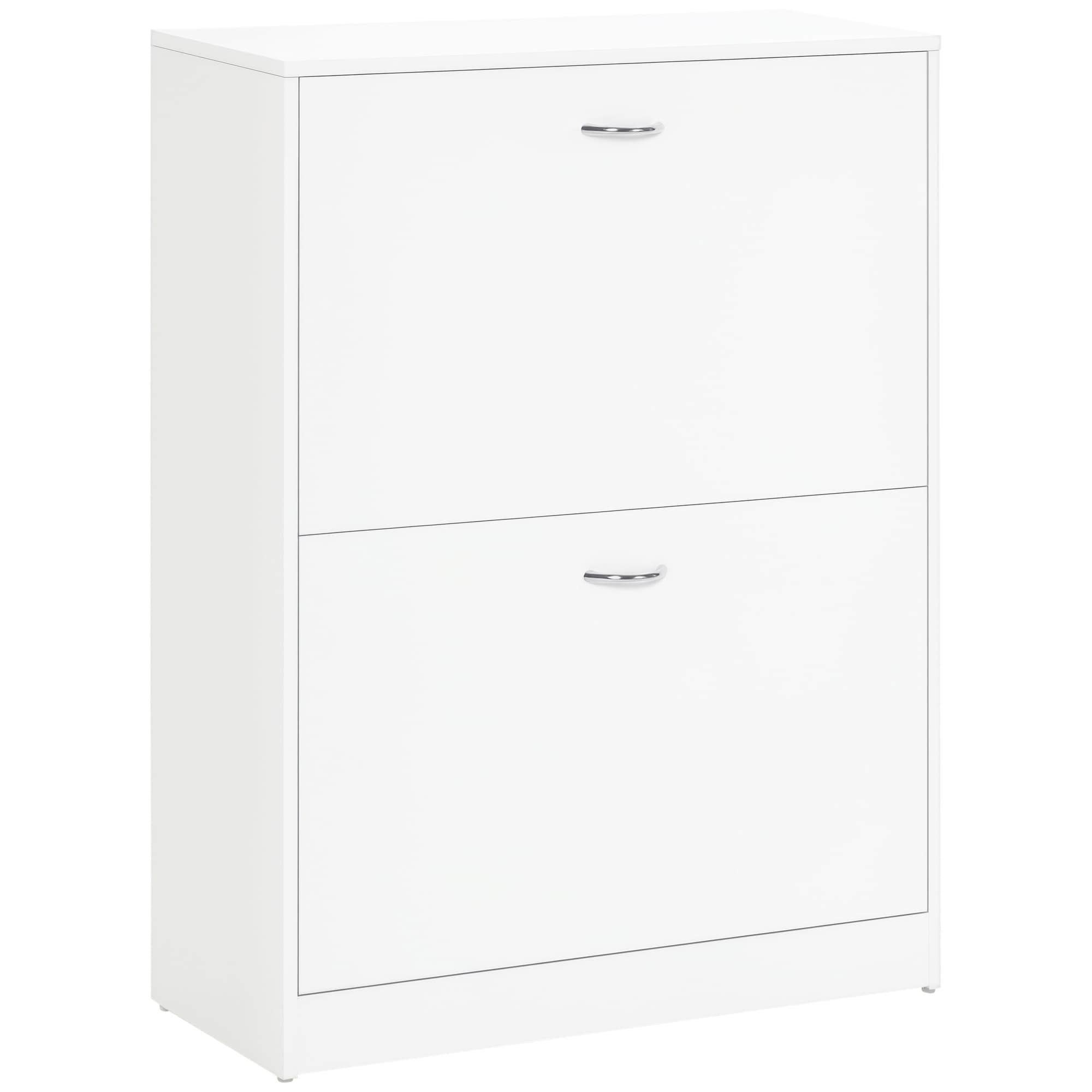 Outsunny Armoire à Chaussures 2 Portes Abattantes Meuble Chaussures Blanc 60x24x80cm Design Élégant Aosom France