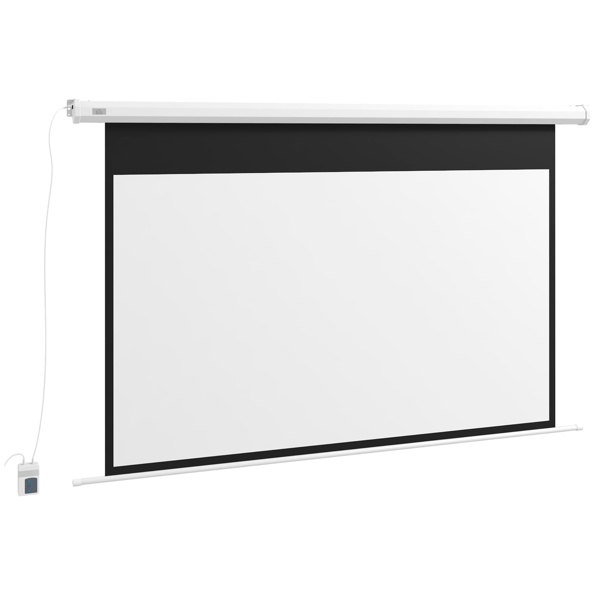 HOMCOM Écran de Projection, Écran de Projecteur, 16:9, 84 Pouces, Télécommande, Moteur