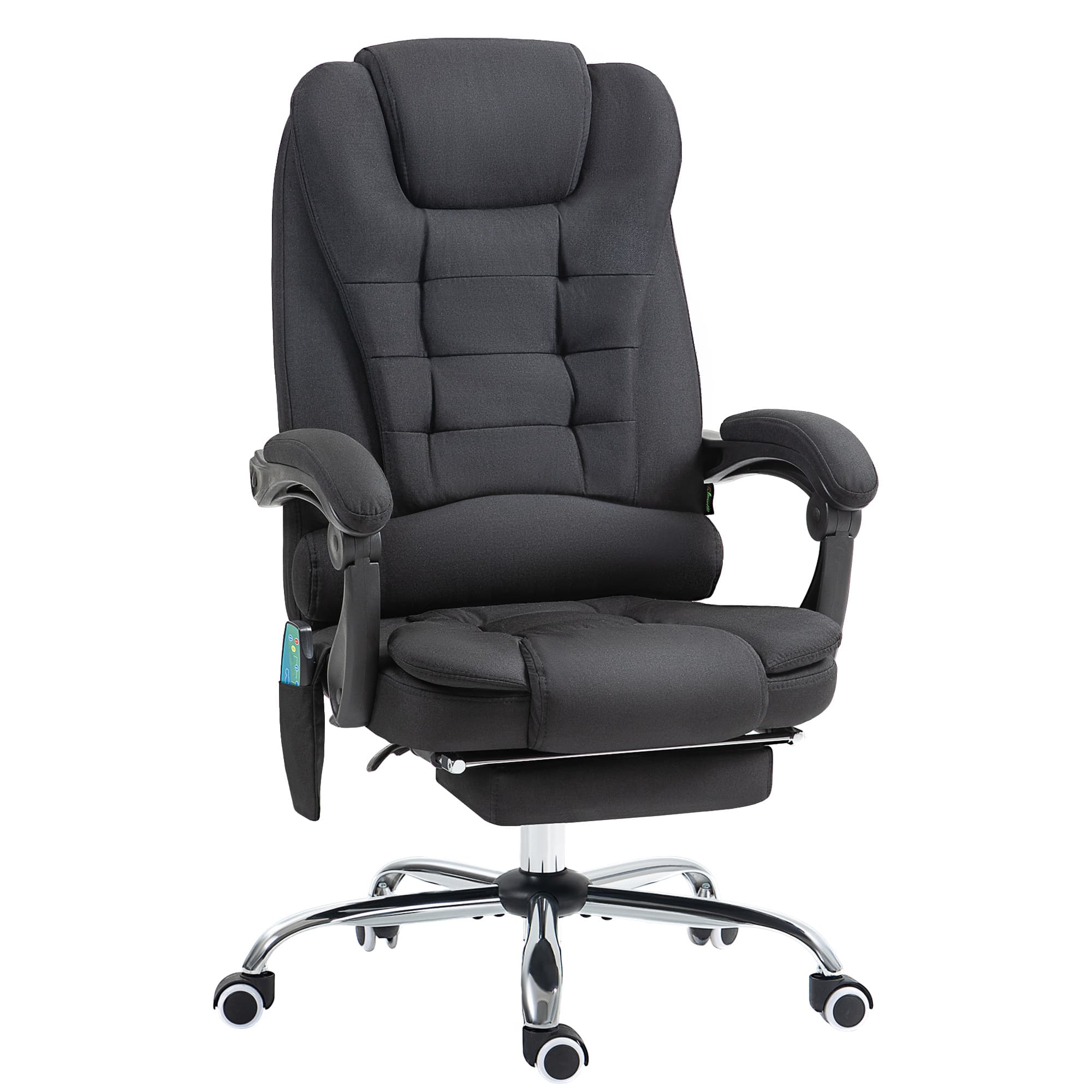 Vinsetto Chaise de Bureau avec Fonction de Massage, Chaise de Bureau Ergonomique avec Fonction Inclinable & Chauffante, Ajustable en Hauteur, Noir