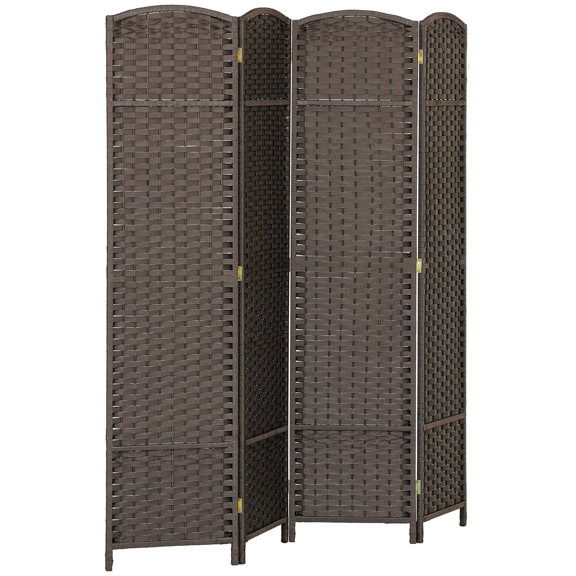 HOMCOM Paravent interieur en bois 4 panneaux 160 x 170 cm séparateur de pièce pliable pour salon, chambre à coucher, marron