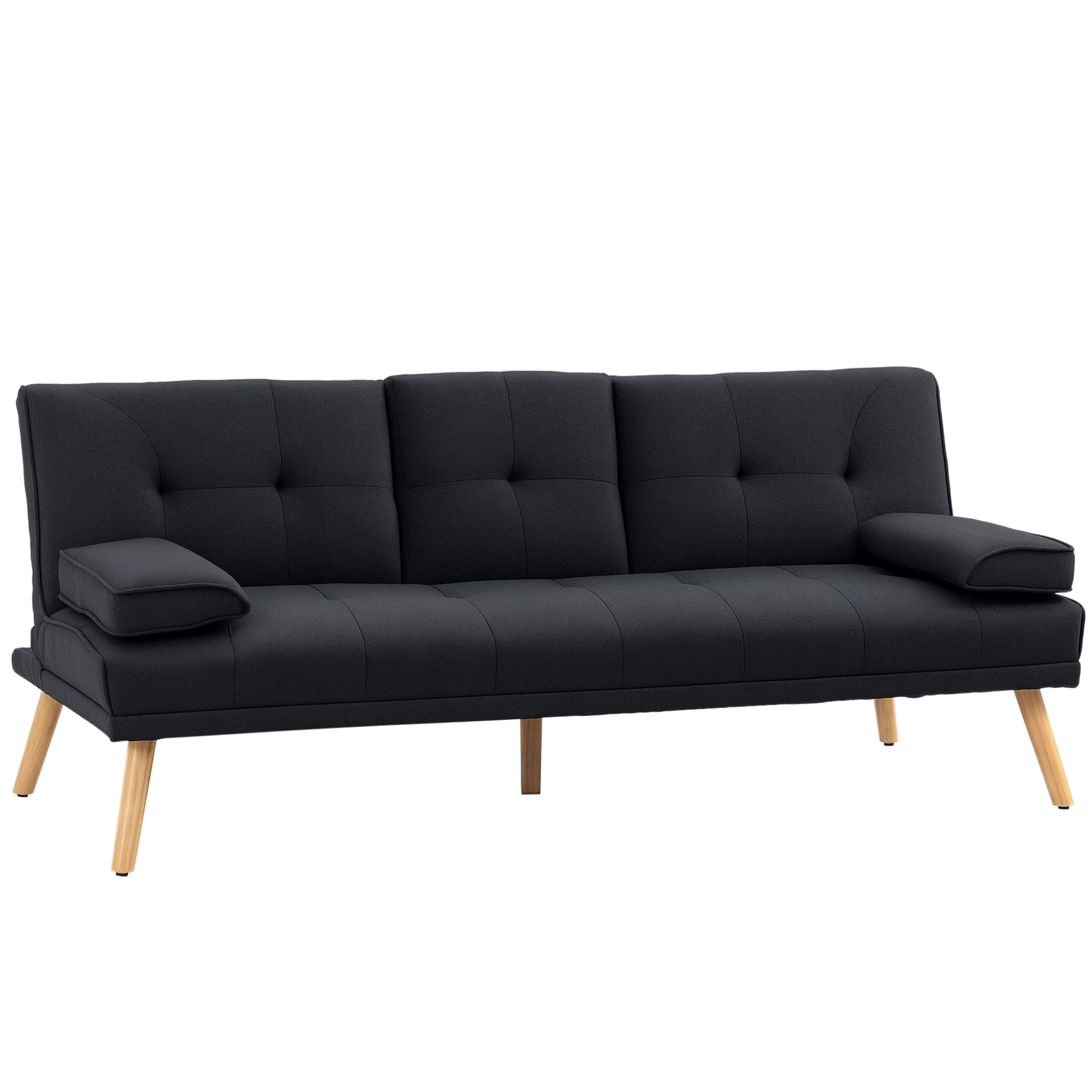 Homcom Canapé Lit 3 Places Gris Dossier Inclinable 3 Niveaux avec Porte-Gobelets Design Nordique Aosom France