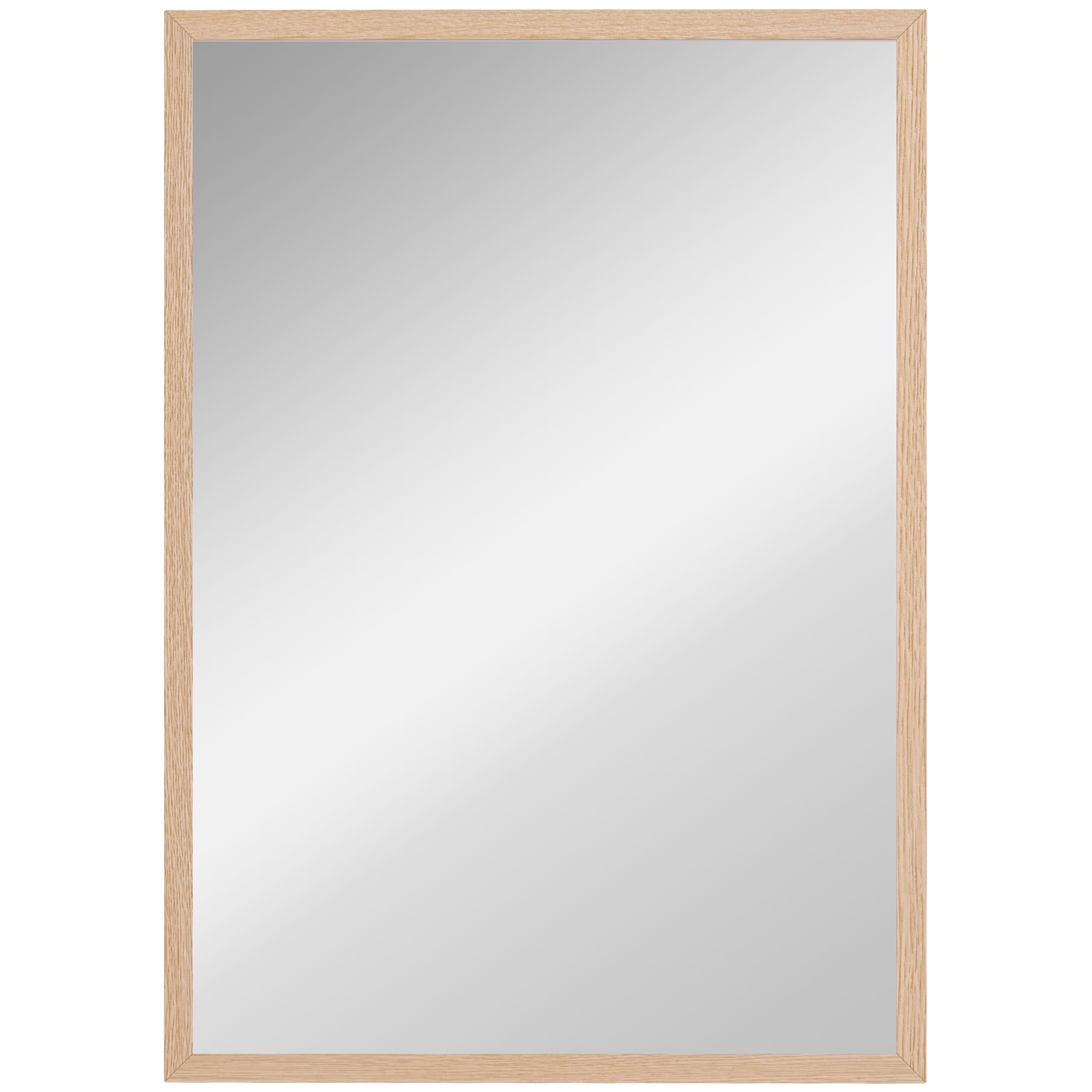 HOMCOM Miroir mural rectangulaire 50 x 70 cm, cadre en bois, idéal pour la salle de bain, salon ou chambre, naturel