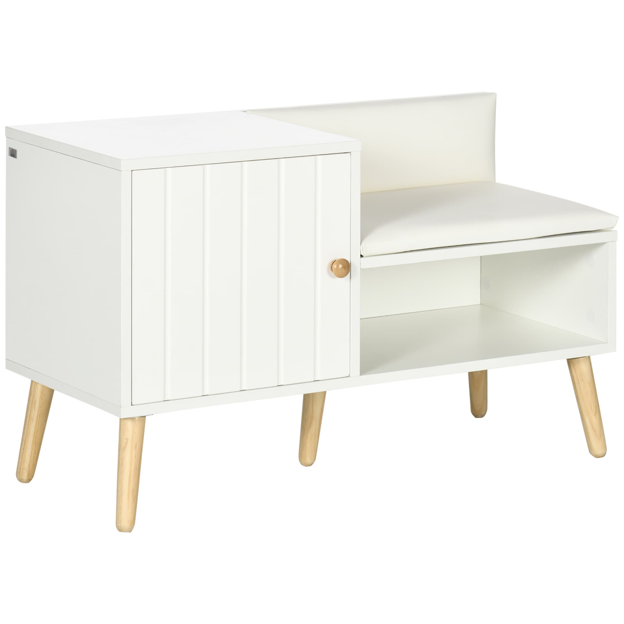HOMCOM Banc à chaussures avec placard niche surface en revêtement synthétique 80 x 33 x 49 cm blanc