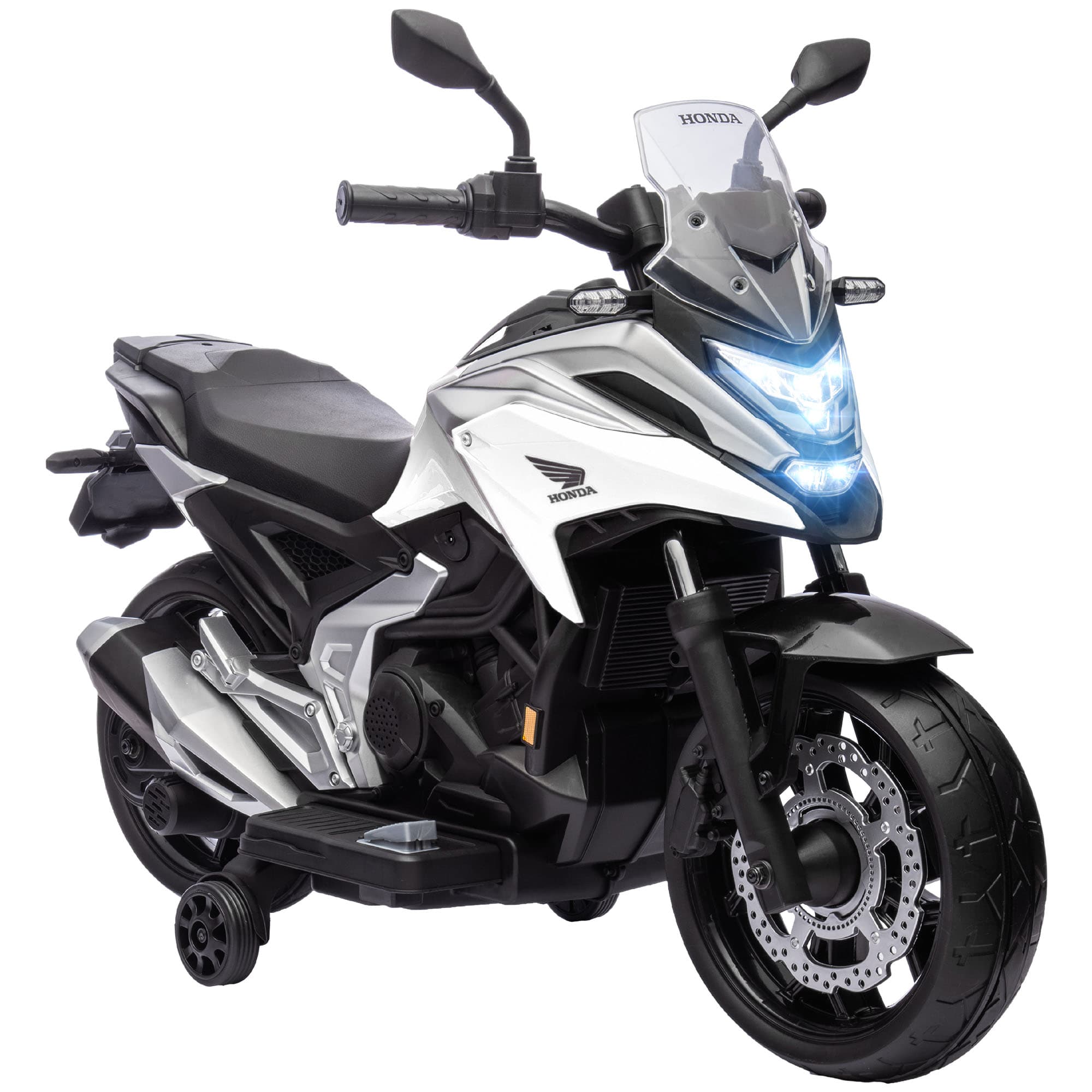 AIYAPLAY Moto électrique pour enfants moto porteur Honda pour enfants 3 à 6 ans avec musique, phares blanc
