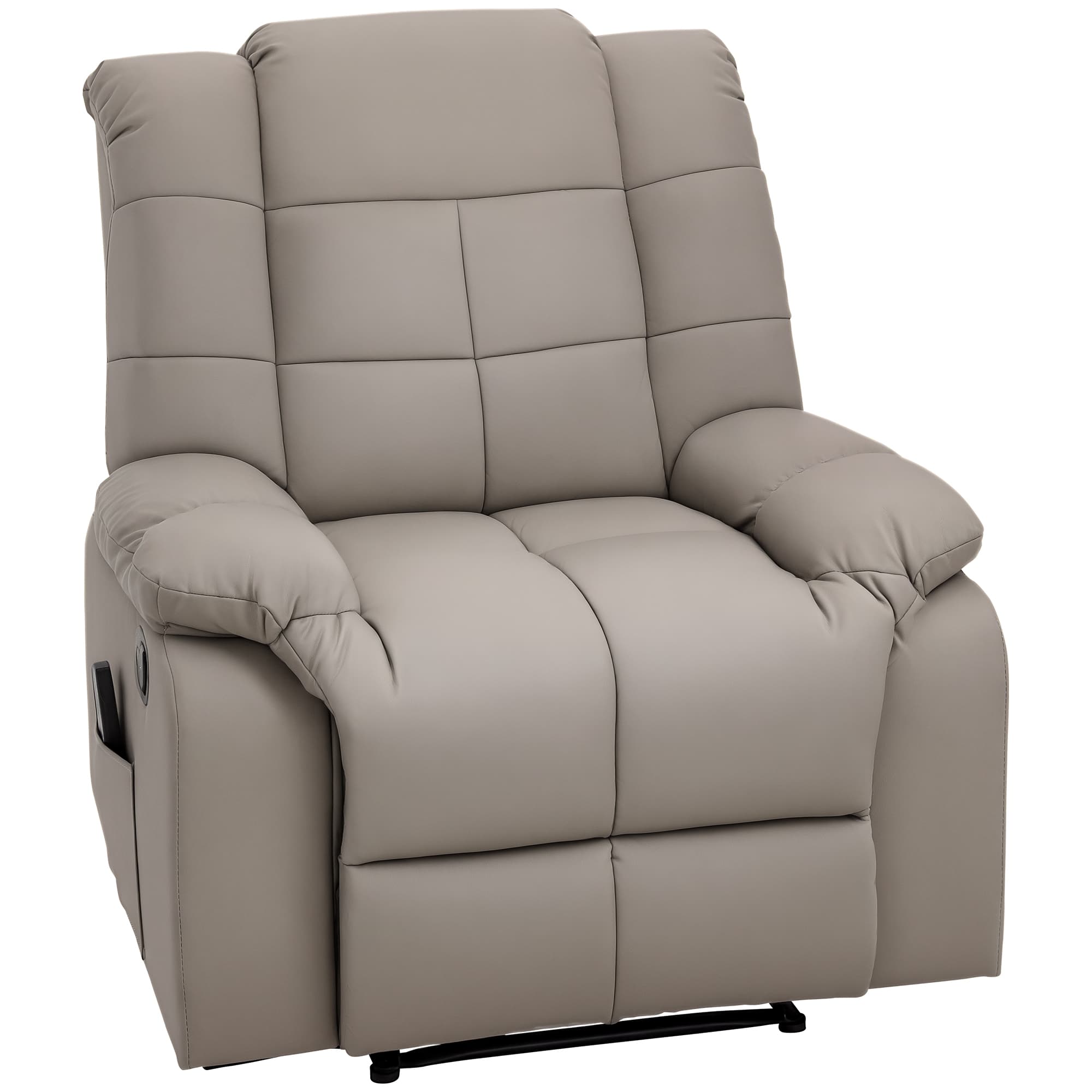 HOMCOM Fauteuil de Relaxation et Siège Massant de Luxe - Dossier Inclinable, Repose-Pied Réglable, Revêtement Synthétique, Gris Aosom France