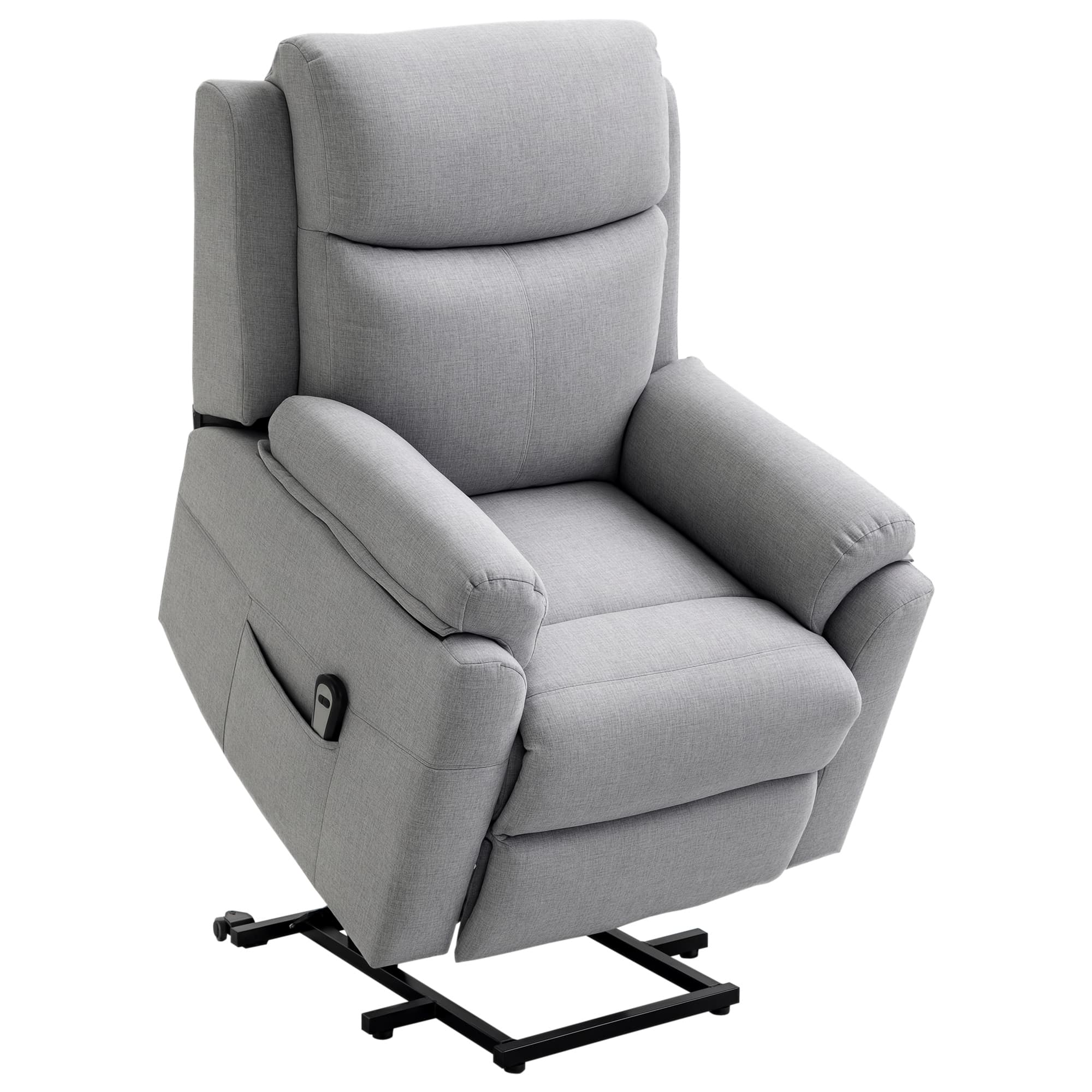 HOMCOM Fauteuil de Relaxation électrique Fauteuil releveur inclinable avec Repose-Pied Ajustable et télécommande Gris Clair chiné