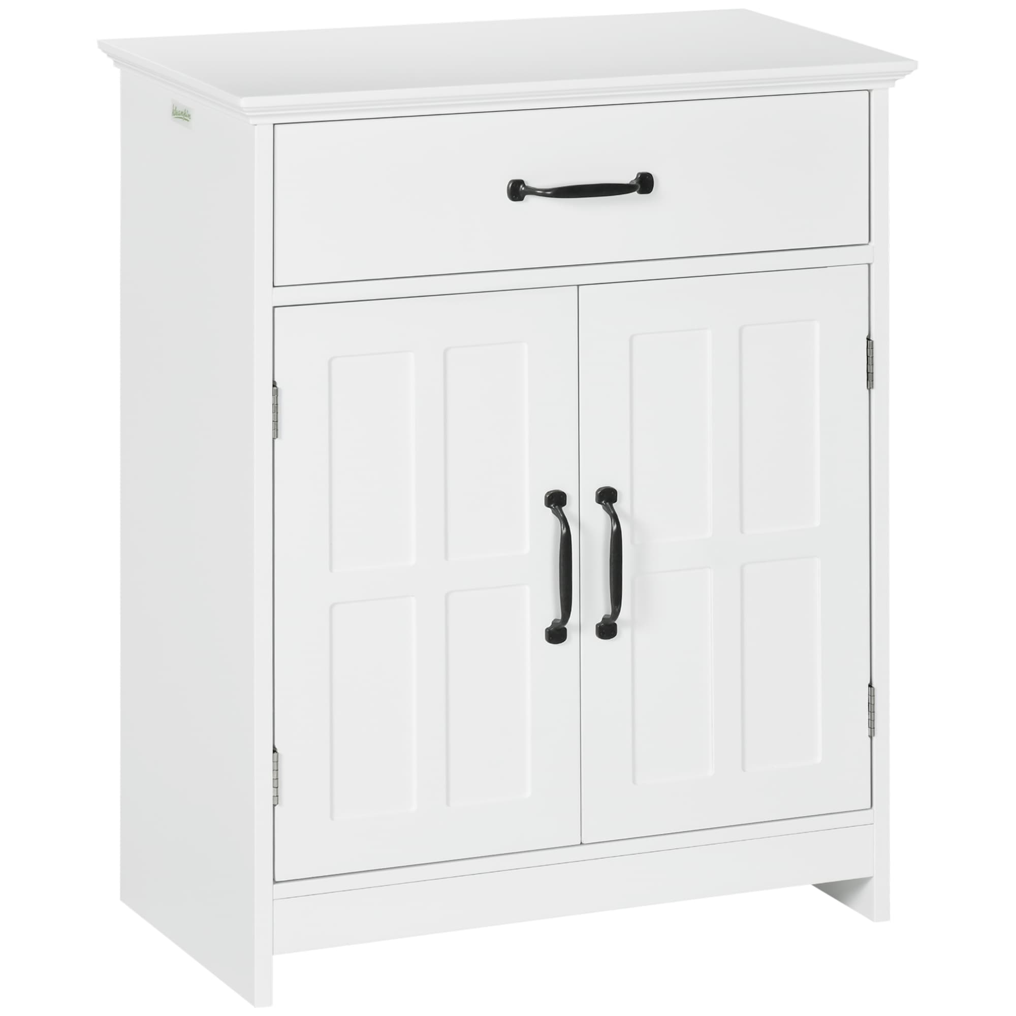 kleankin Meuble salle de bain, armoire salle de bain sur pied avec double porte, tiroir et étagère réglable, 60x30x75cm, blanc