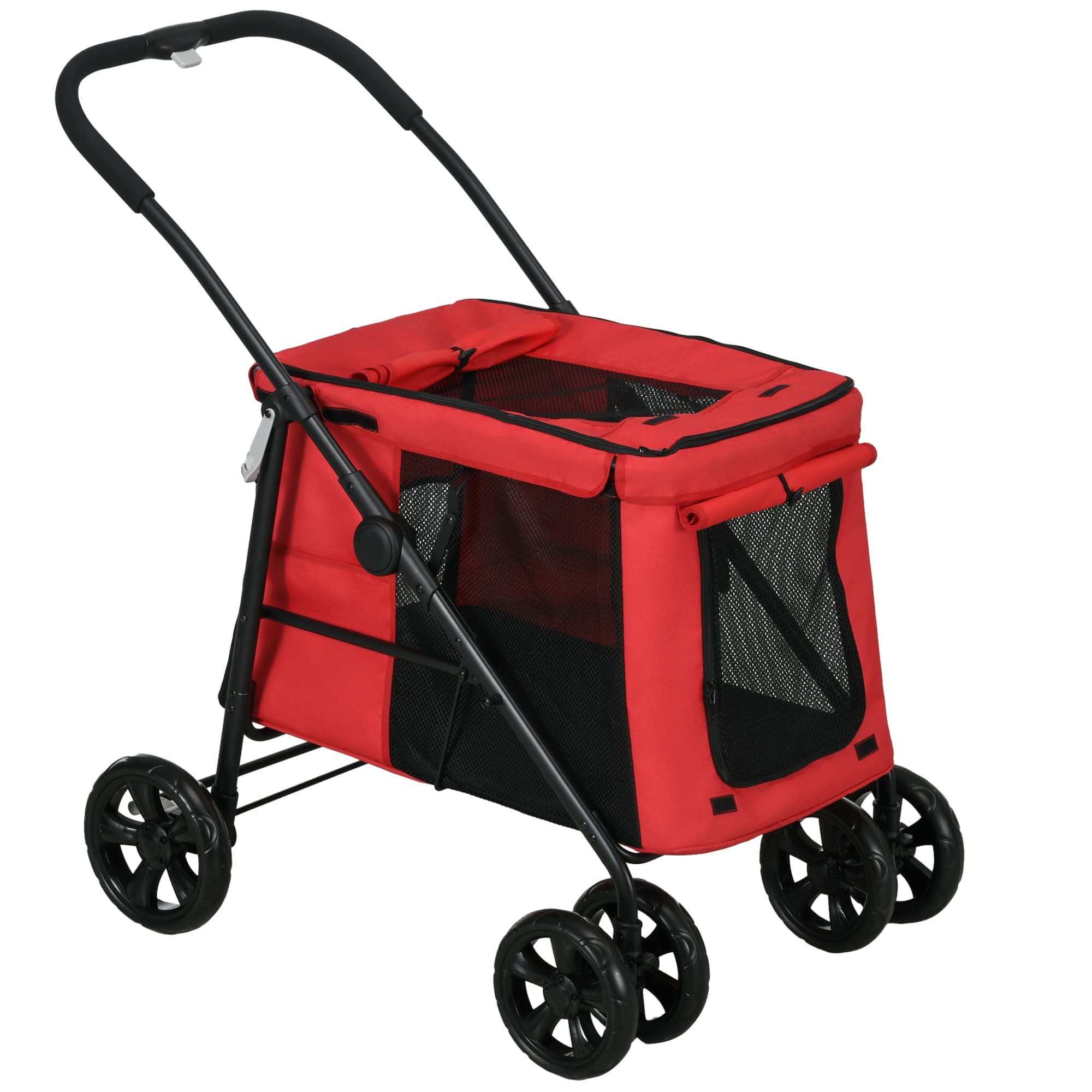 PawHut Poussette pliable animaux chien chat coussin inclus roues avec frein tissu 600D Oxford 102 x 62 x 105 cm rouge