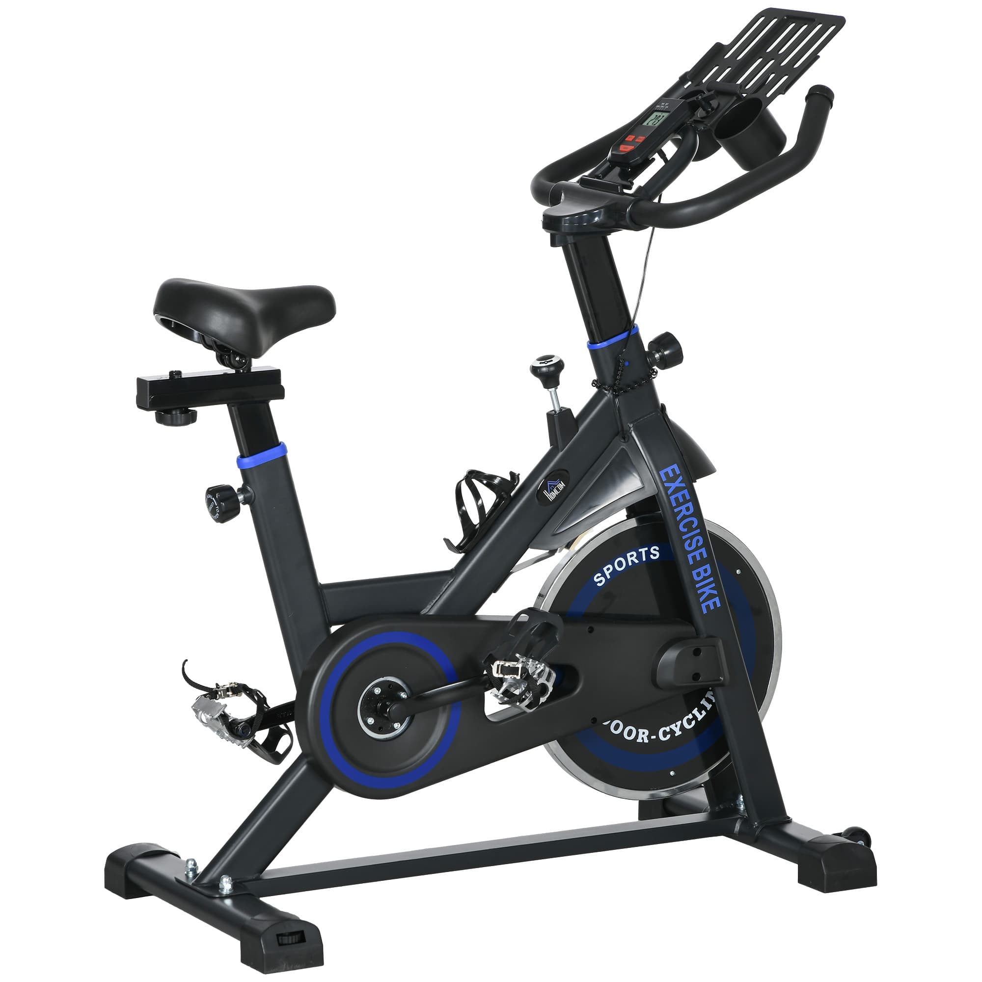 HOMCOM Vélo d'Appartement avec Résistance Réglable Volant d'Inertie 8 kg Écran LCD Guidon et Selle Ajustables Bleu