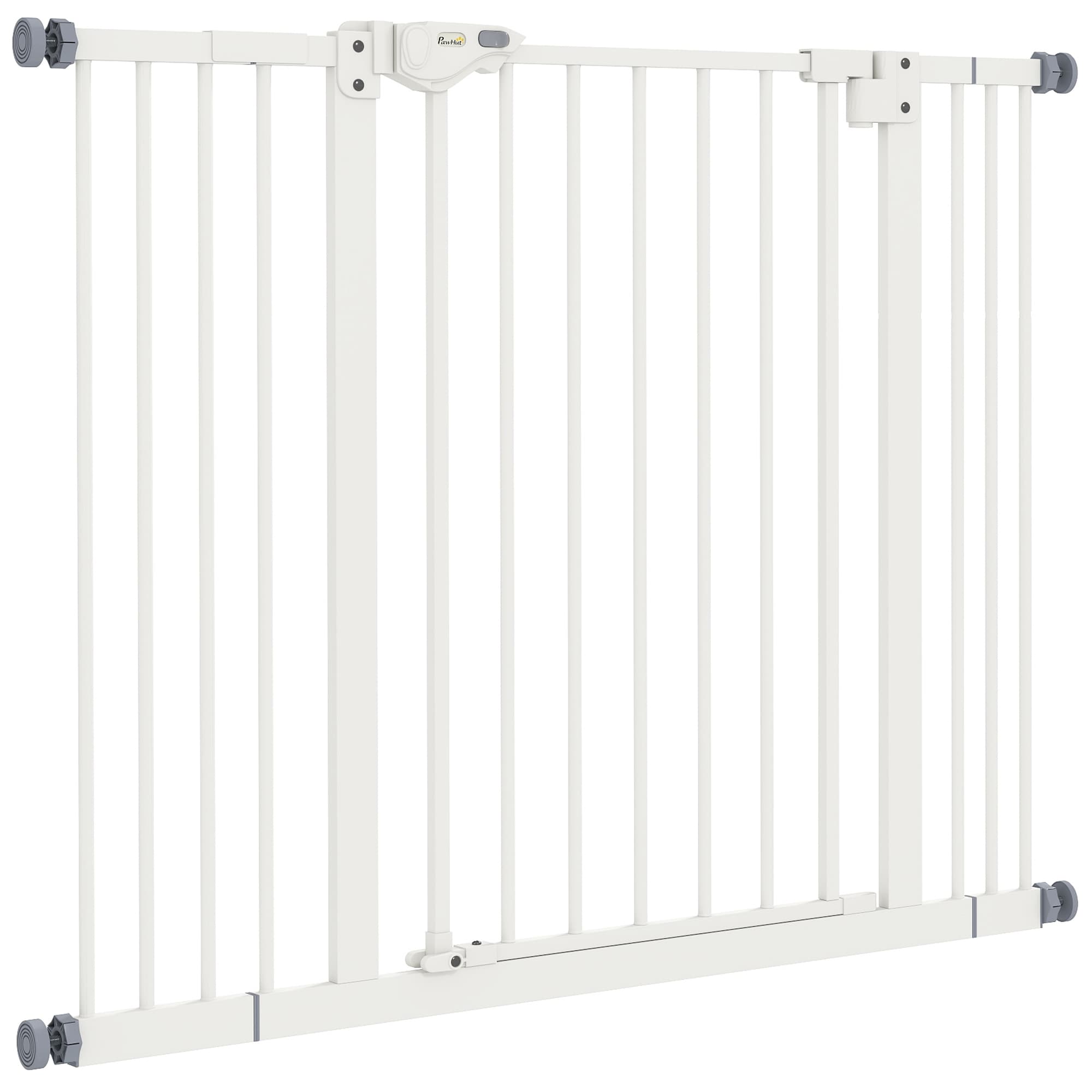 PawHut Barrière pour Chiens Réglable jusqu'à 100 cm Sans Vis avec 2 Extensions et Hauteur 72 cm, Blanc