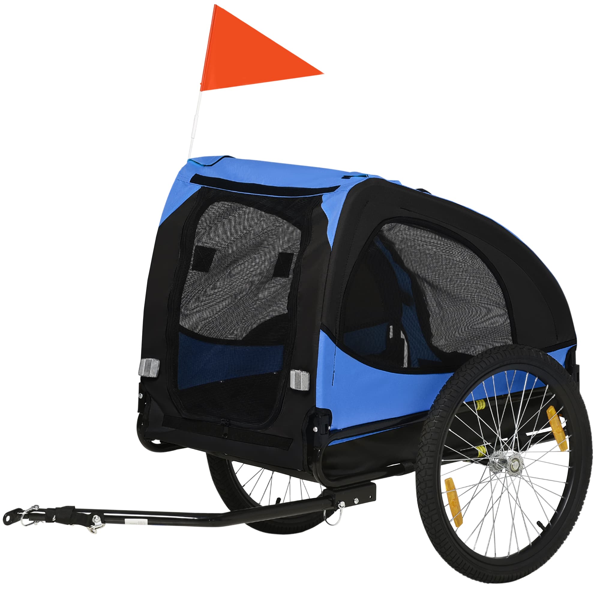 PawHut Remorque pour chiens, remorque de vélo pliante pour chiens, résistante à l'eau, tissu Oxford, acier, 140 x 71 x 83 cm, Bleu