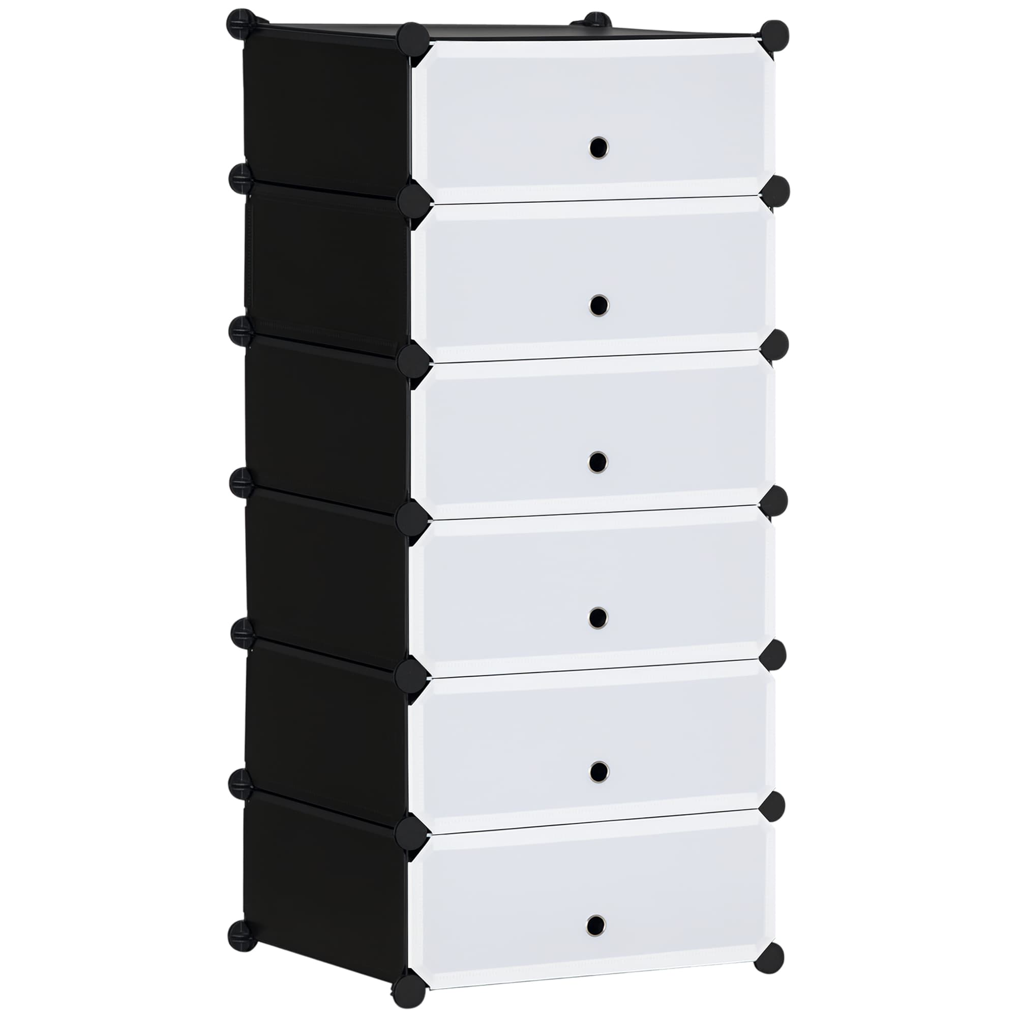 Homcom Rangement Modulable 6 Cubes Noir et Blanc Empilables pour Chaussures Entrée Dressing Aosom France