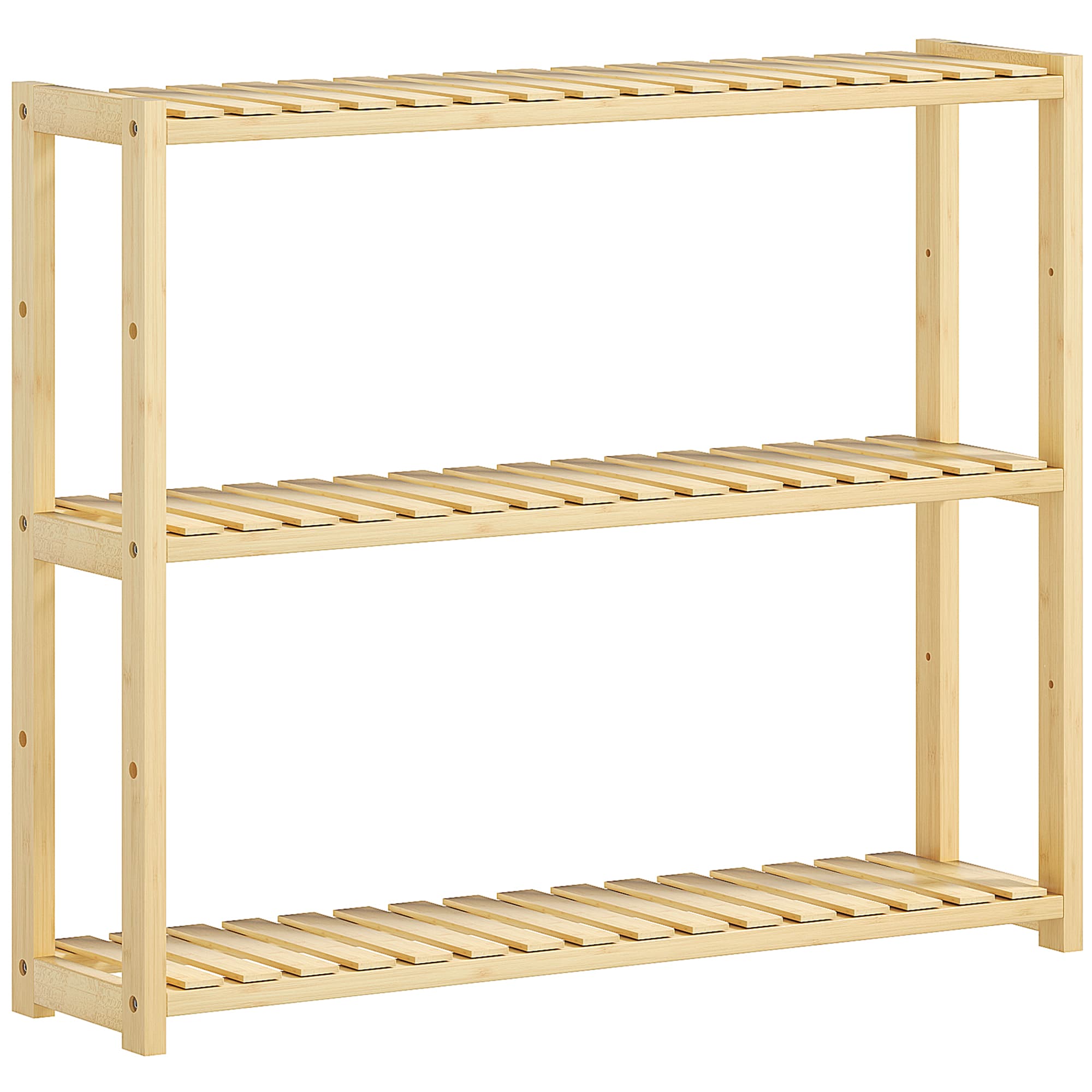 HOMCOM Etagère pour la Salle de Bain à 3 Etagères Ajustables en 5 Positions, en Bambou, 60x15x50 cm, couleur Bois
