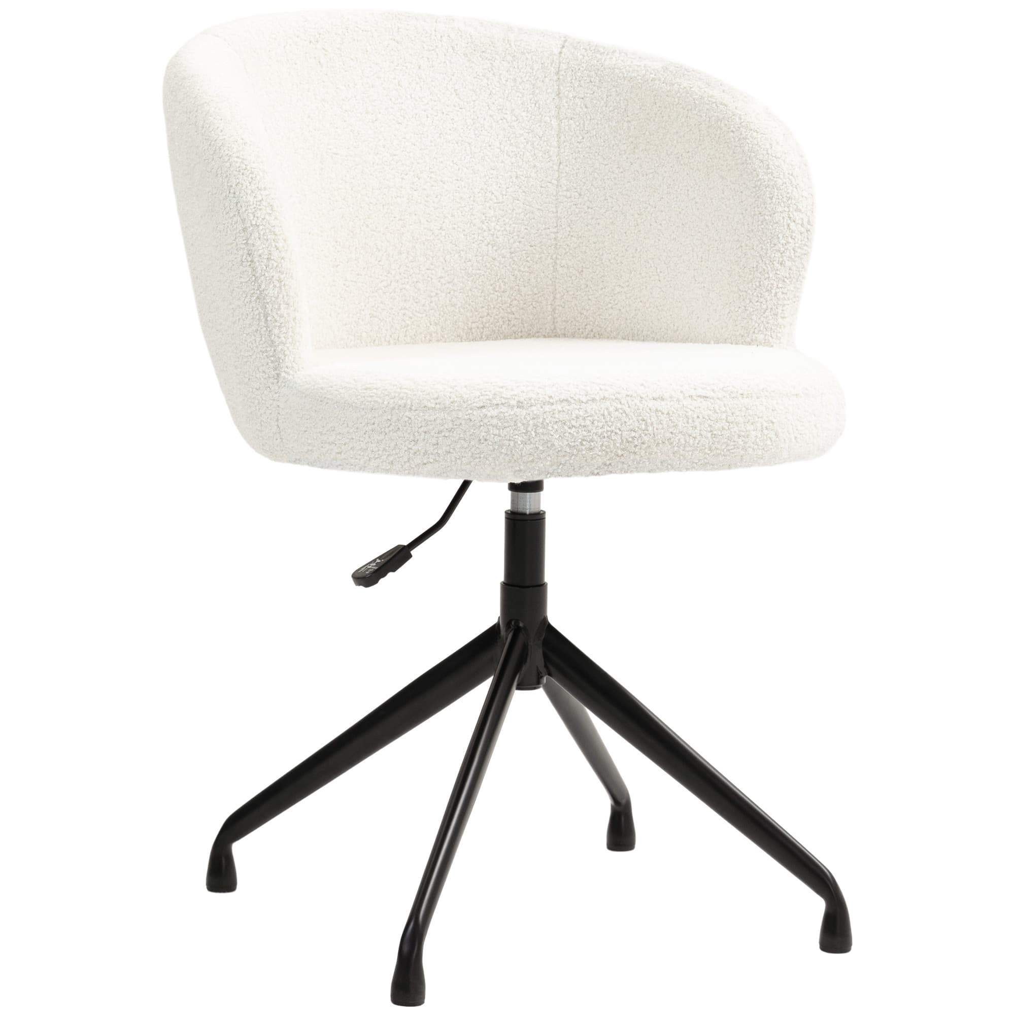 HOMCOM Chaise de bureau ergonomique siège pivotant hauteur réglable capacité 120 kg revêtement tissu bouclette blanc