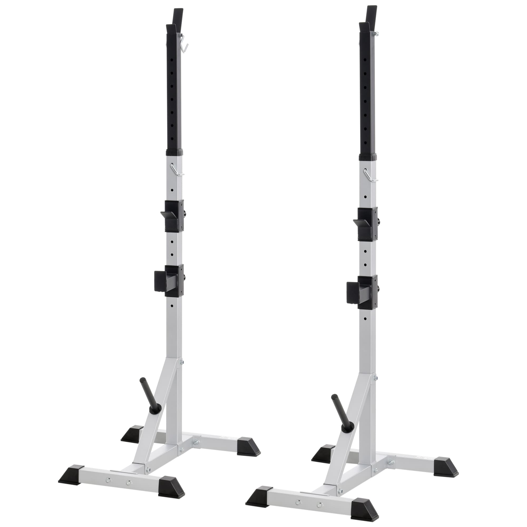 HOMCOM Support pour haltères 2 pièces avec 3 niveaux d'ajustement en hauteur, étagère pour haltères en acier jusqu'à 200 kg, Argent + noir