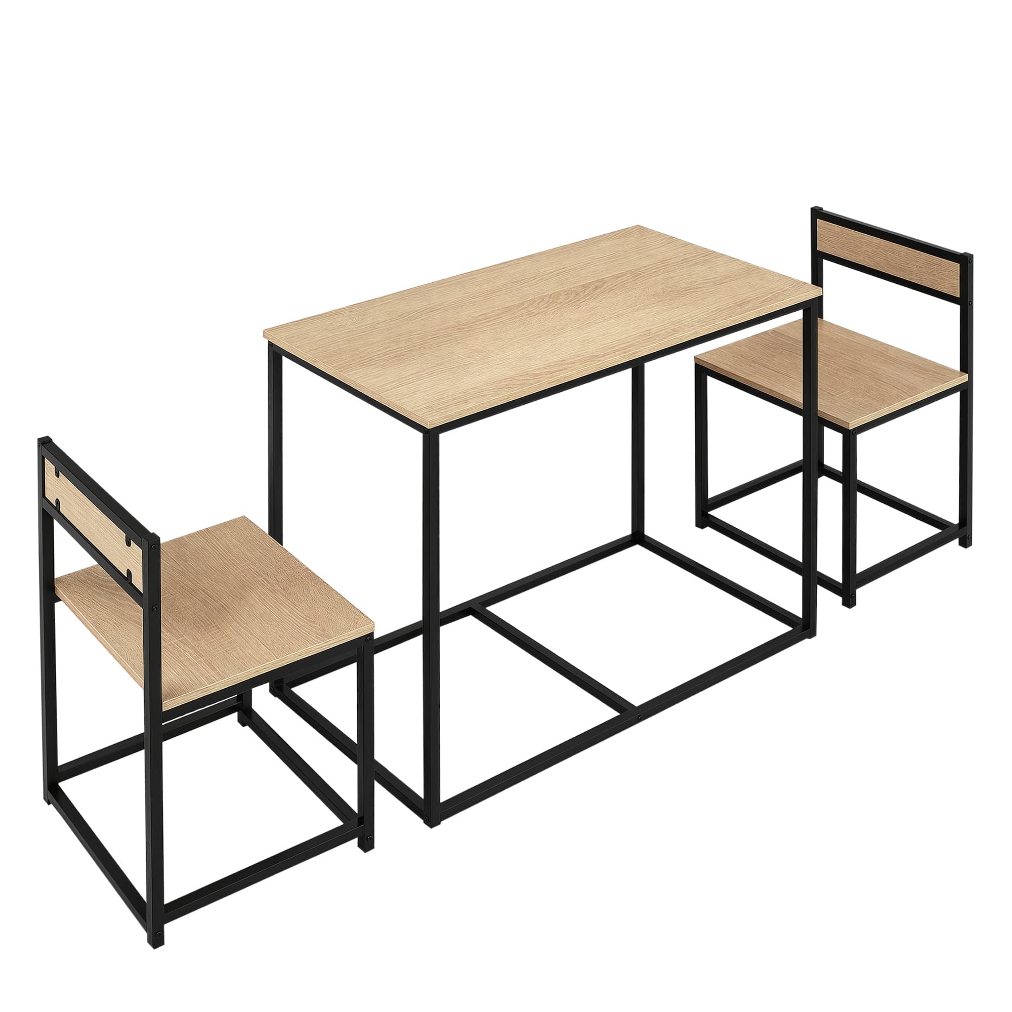 HOMCOM Ensemble de salle à manger 3 pièces avec table et 2 chaises design industriel en panneaux de particules classe E1 bois naturel Aosom France