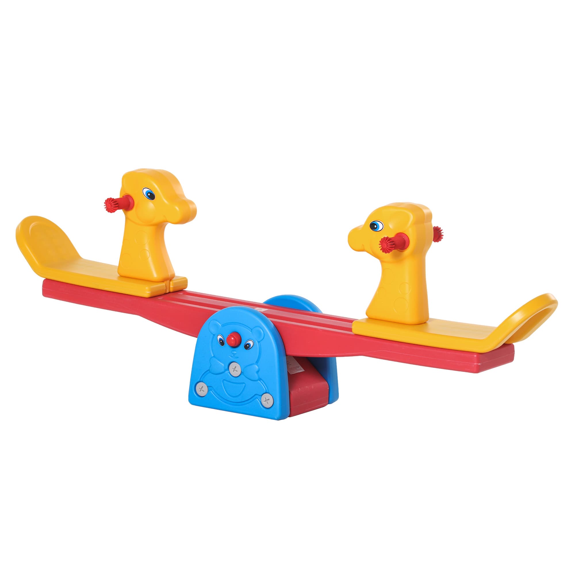 HOMCOM Balançoire à Bascule avec Poignées Antidérapantes pour Enfants Âgés de 1 à 4 Ans, Plastique HDPE Non Toxique, 150x32x60 cm, Multicolore