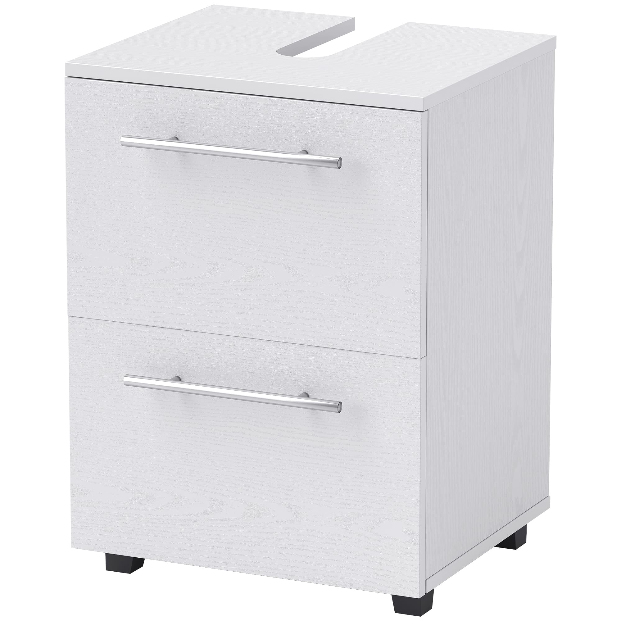 HOMCOM Meuble bas de salle de bain, commode sous lavabo avec tiroir, compact, panneau de particules, Blanc