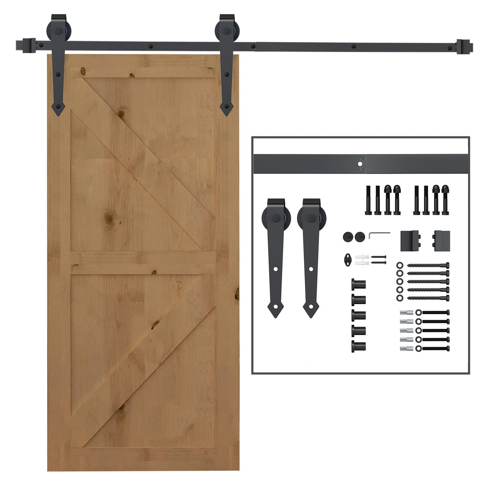 HOMCOM Ensemble de rail de porte coulissante, Métal, 2 m, charge maximale de 100 kg, Brun