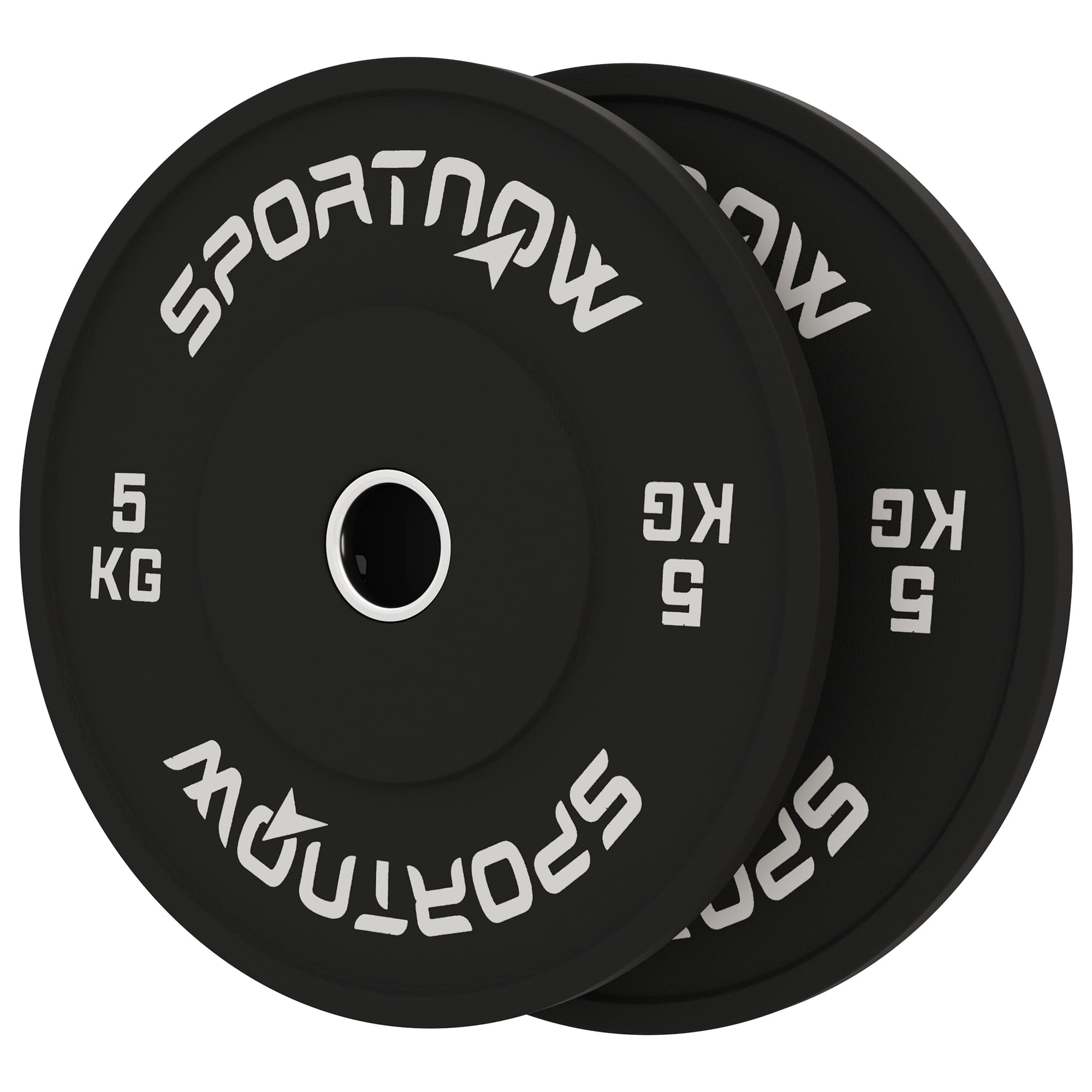 SPORTNOW Set 2 Disques de Poids de 5 kg en Caoutchouc avec Trou de 2"/5 cm pour Haltères et Barres, Noir