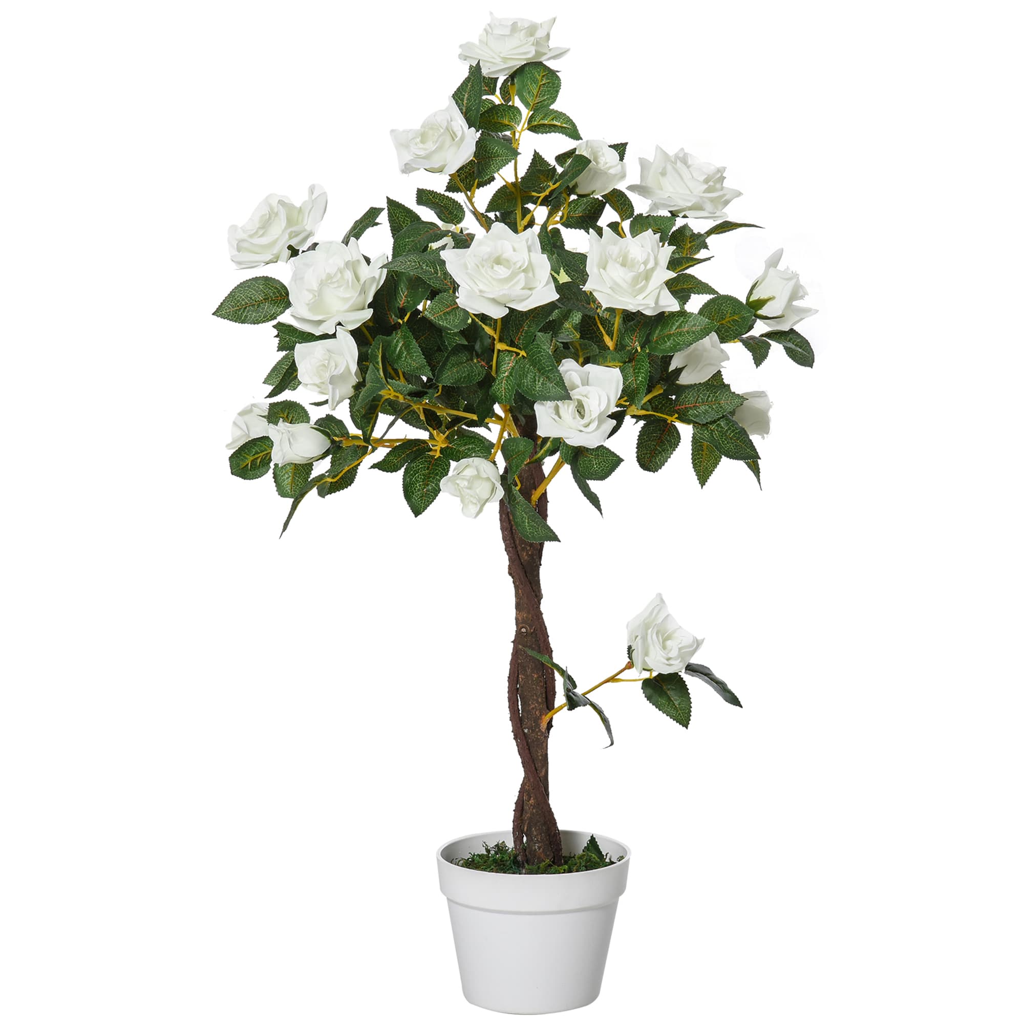 Outsunny Arbre Artificiel, Plante Artificielle dans Pot en Ciment, Plante Artificielle