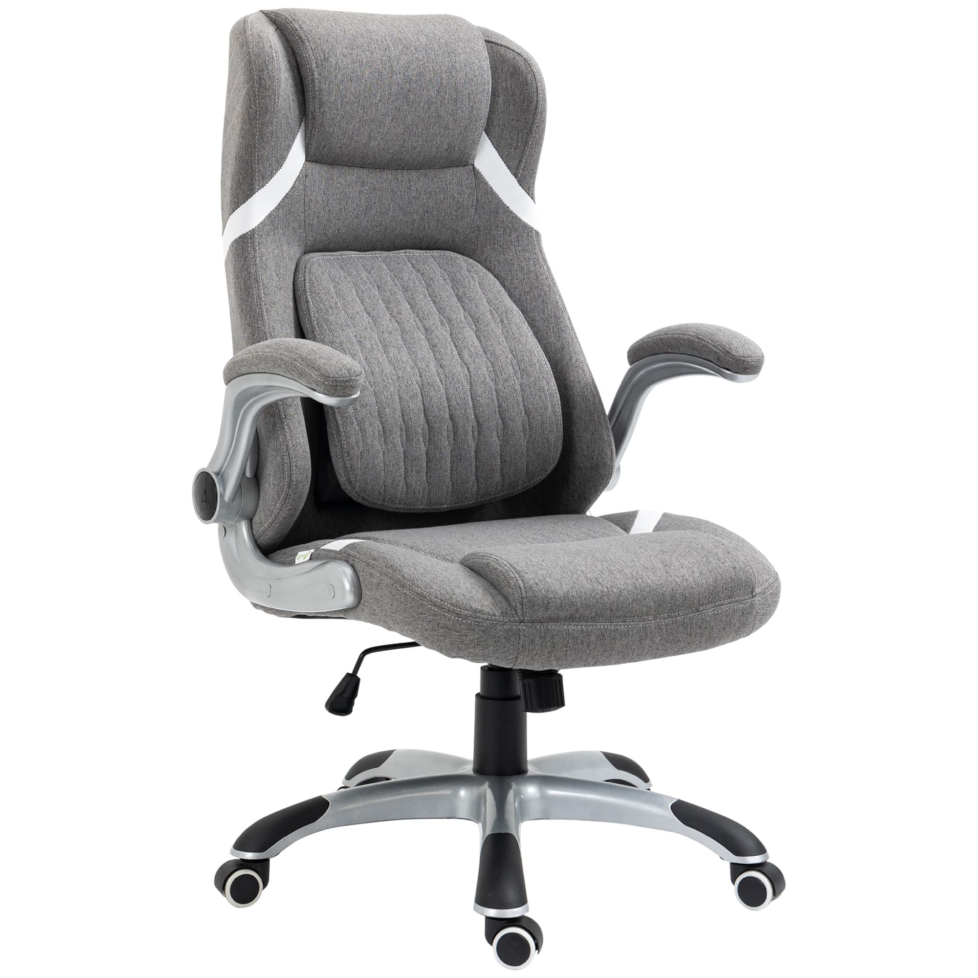 Vinsetto Chaise de Bureau Inclinable en Tissu Respirant et Acier avec Hauteur Réglable, 68x76x109-117 cm