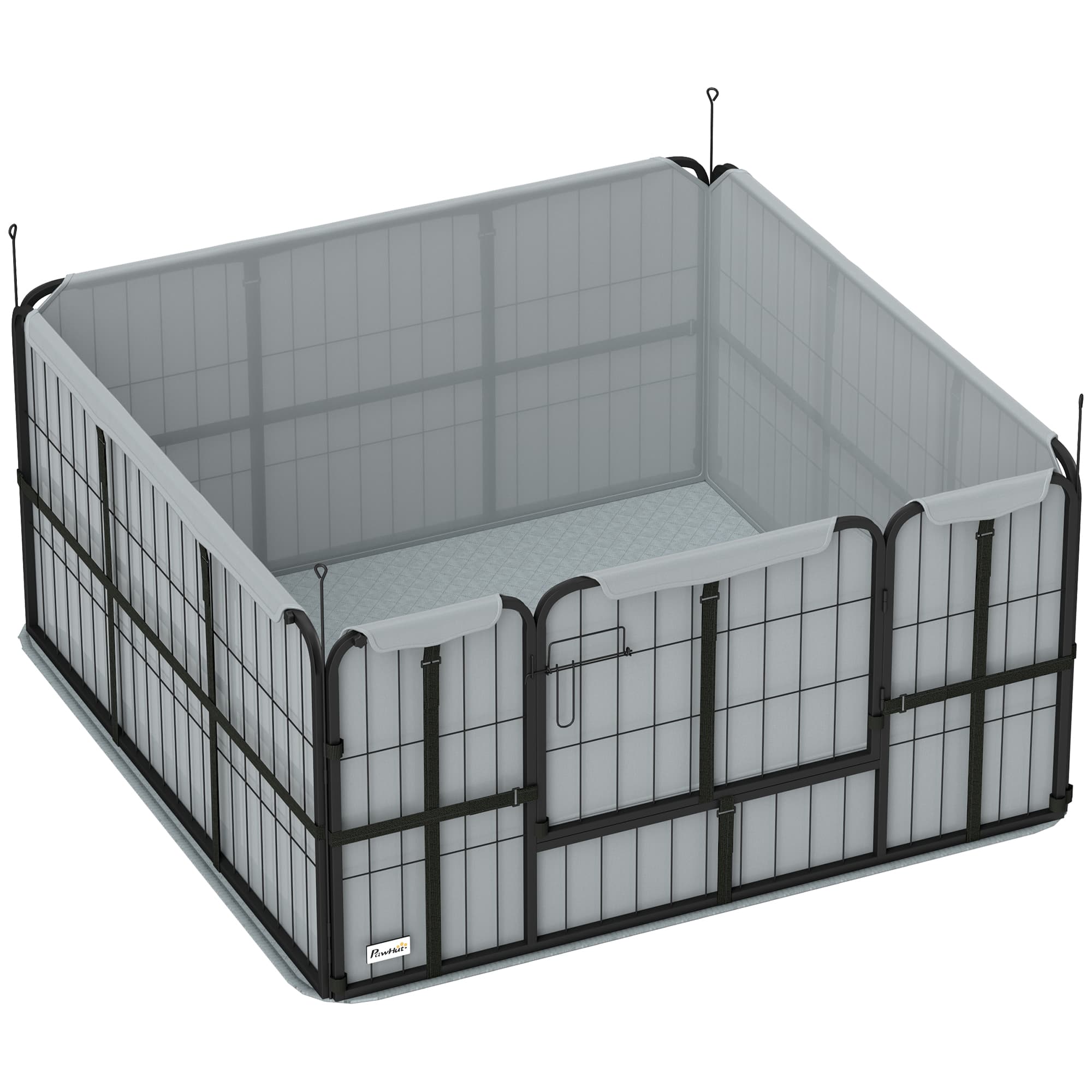 PawHut Parc de mise bas pour chien caisse de mise bas pour chiens avec porte tapis de propreté lavable 122 x 122 x 60 cm noir