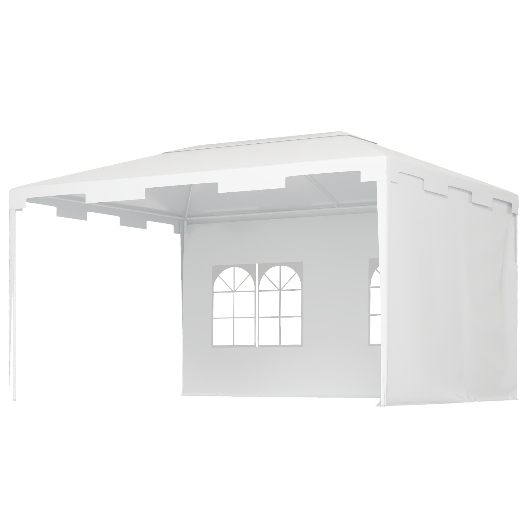 Outsunny Tonnelle de Jardin 395x295x255 cm Cenador Démontable Extérieur avec 2 Panneaux Latéraux 2 Fenêtres Anti-UV pour Terrasse Patio Blanc