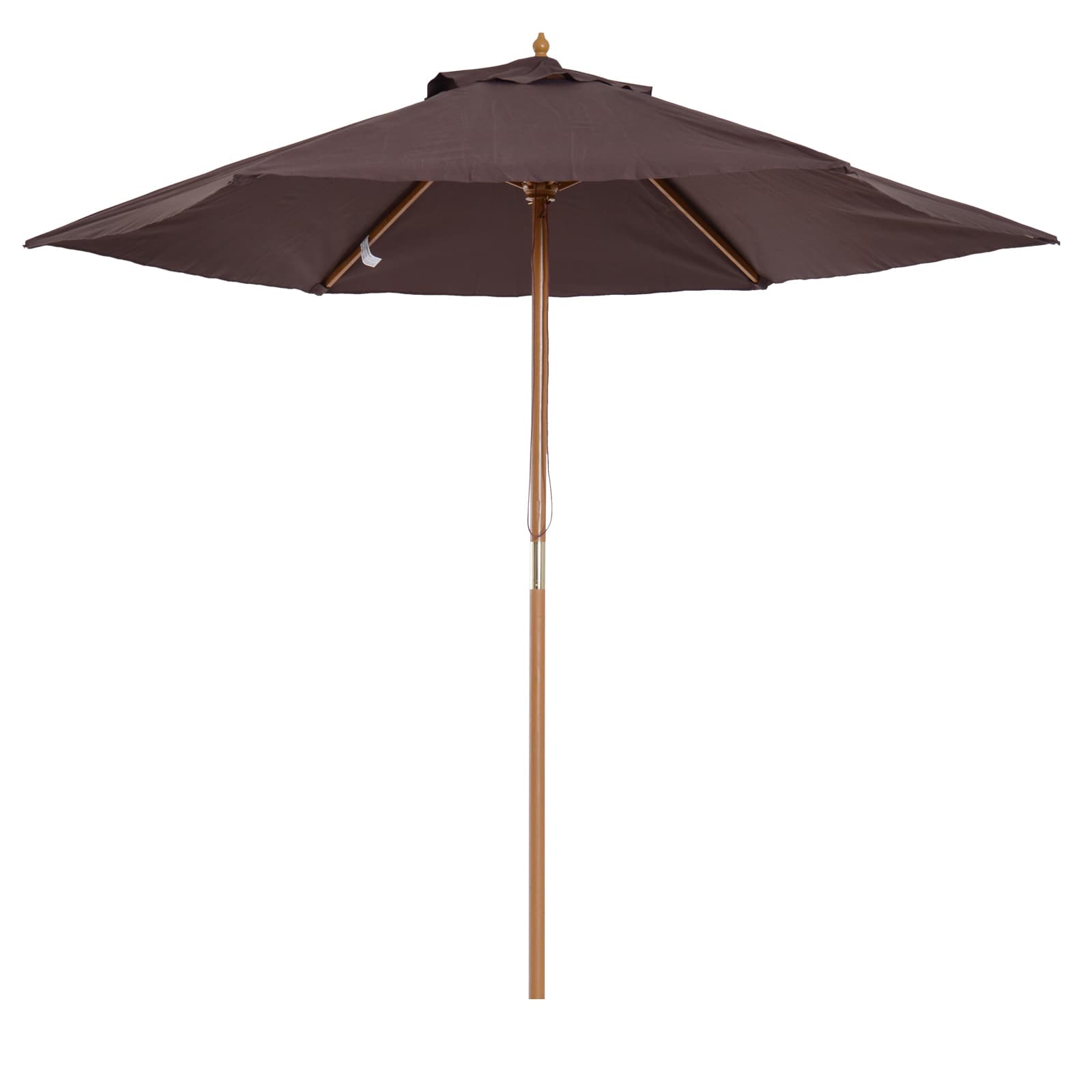 Parasol de jardin Outsunny 2,5x2,3 m avec 6 baleines en bois et polyester, manivelle incluse, marron