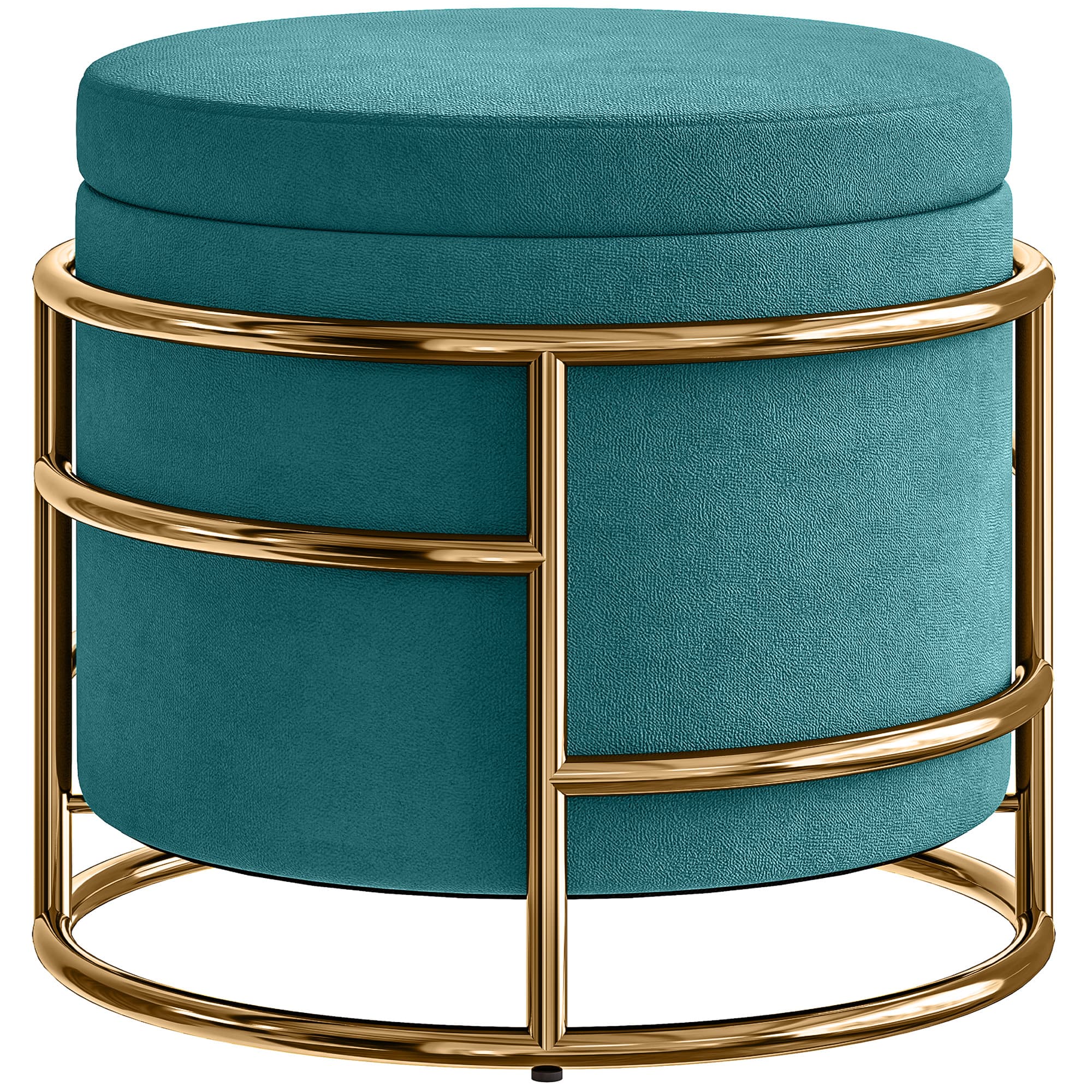HOMCOM Pouf Coffre Rond en Velours avec Espace de 24L et Couvercle Amovible, Ø42x39 cm, Vert
