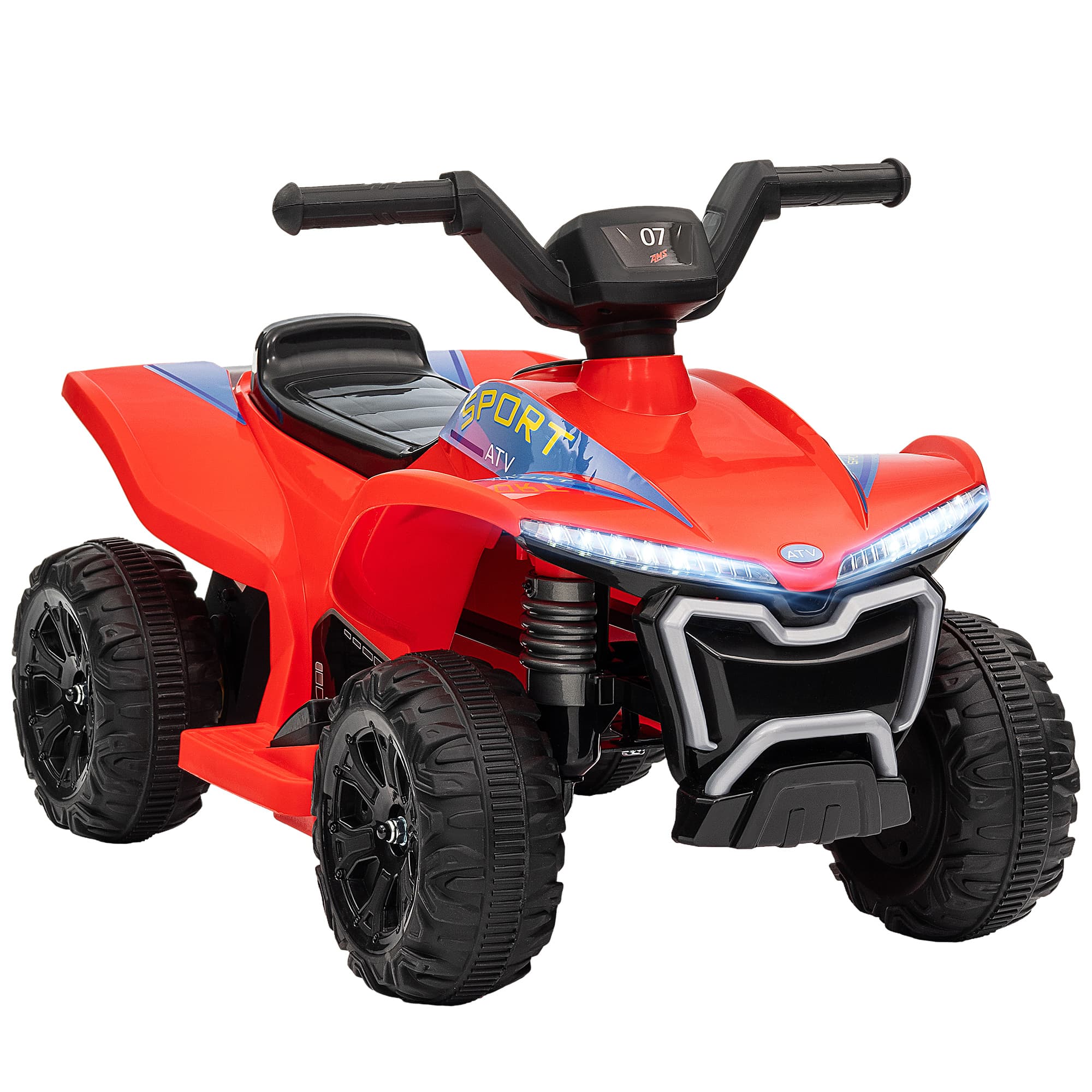AIYAPLAY Quad électrique enfant 6V voiture électrique enfants vitesse de 2,5 km/h pour enfants 18-36 mois 71 x 40,5 x 45 cm rouge