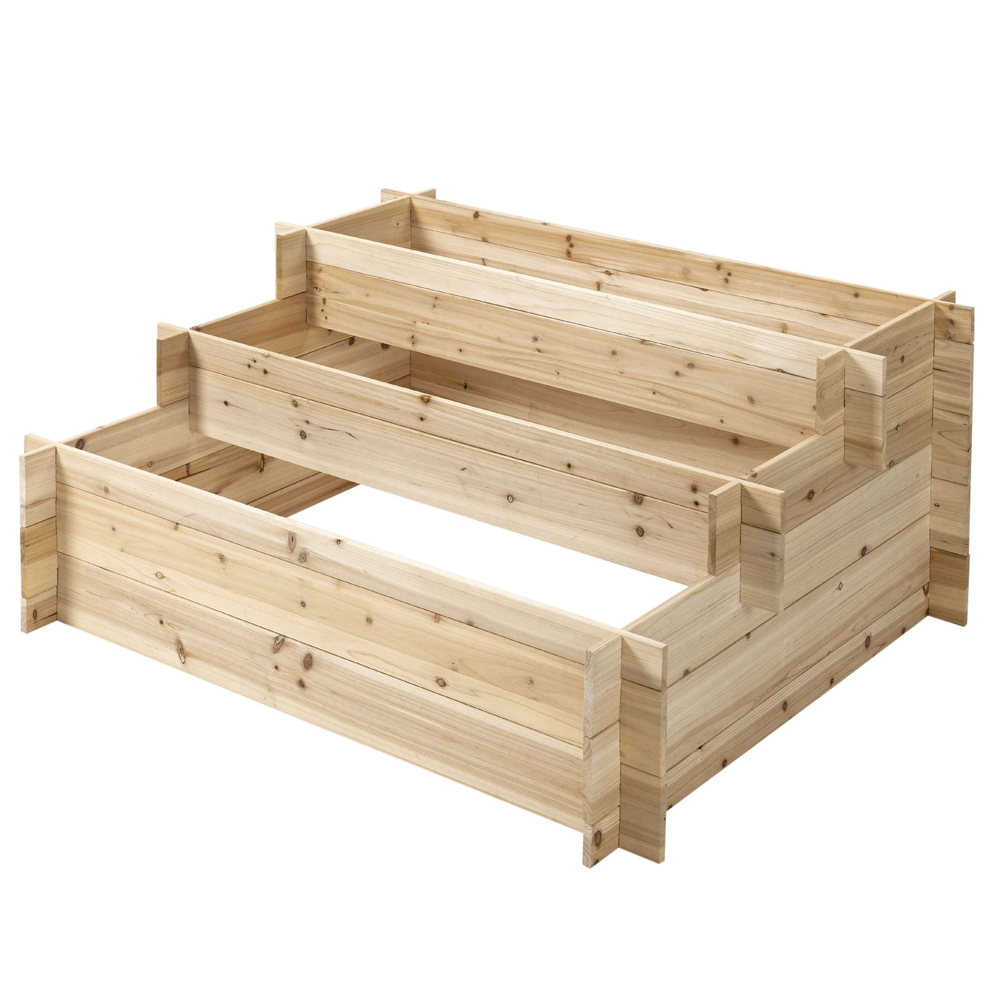Outsunny Jardinière en Bois d'Épicéa à 3 Niveaux, Cassetta per Orto Rialzato da Esterno, 120x100x54cm