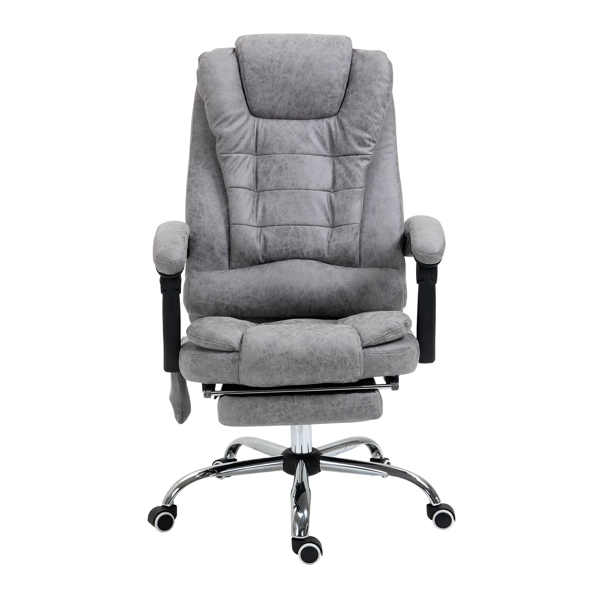Vinsetto Fauteuil de bureau direction massant chauffant hauteur réglable dossier inclinable toile de microfibre gris