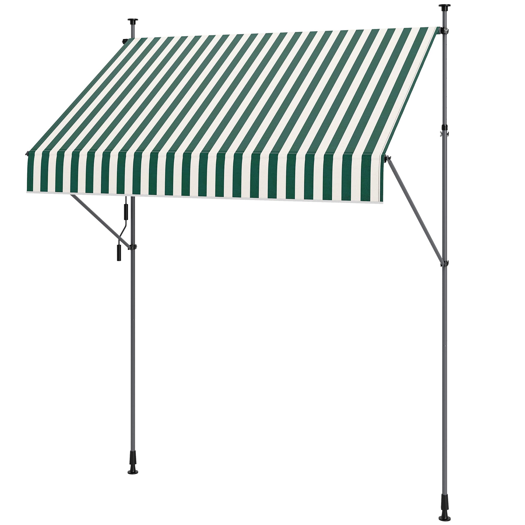 Outsunny Tonnelle 2x1,2 m avec Supports Réglables et Manivelle, en Aluminium, Métal et Polyester, Vert et Blanc