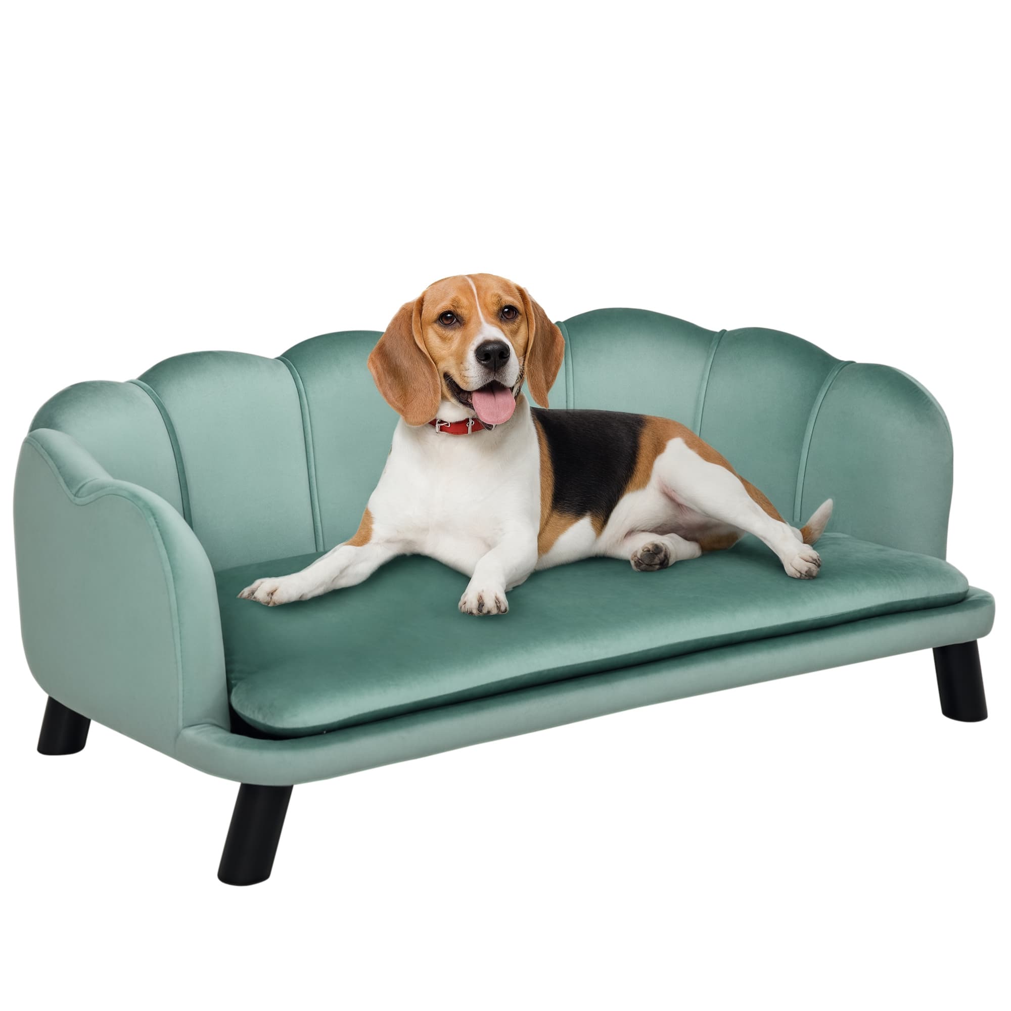 PawHut Canapé Chien Chat sur Pied Design Unique Accoudoir et Dossier 98 5 x 60 5 x 35 5 cm Vert