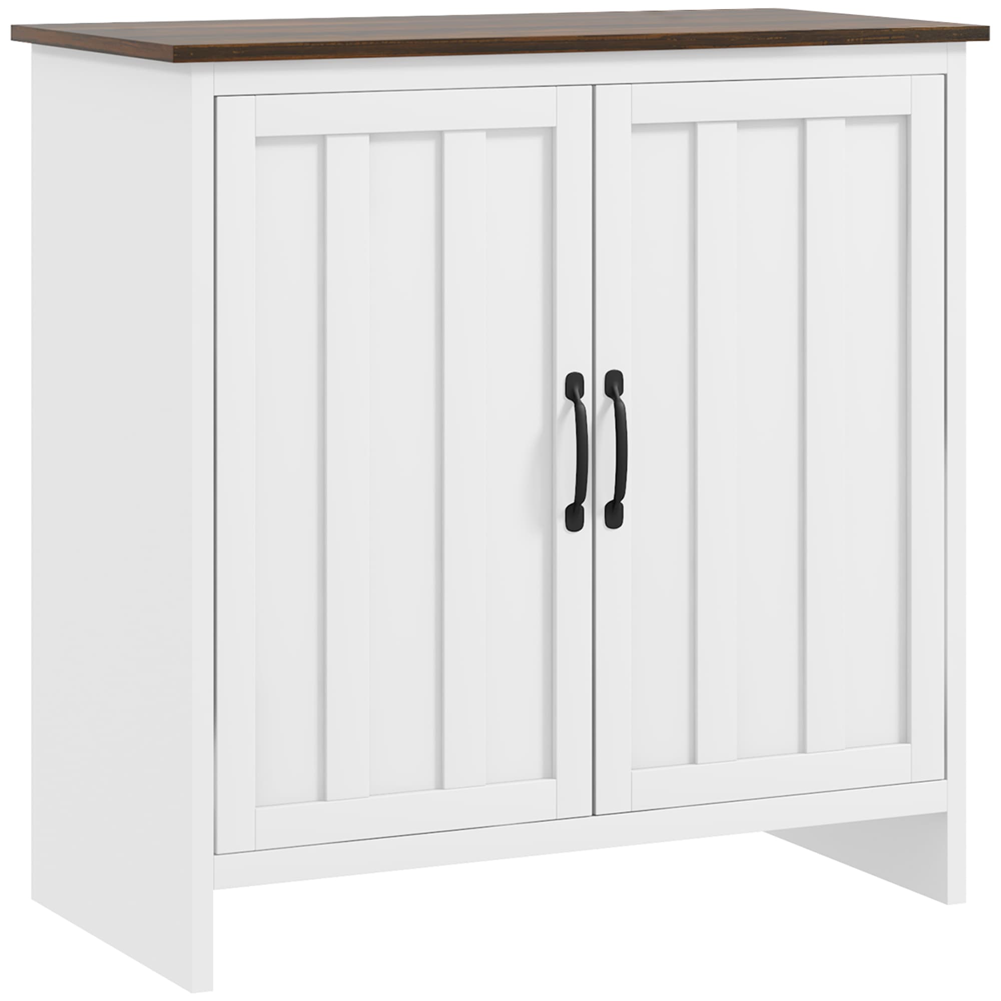 HOMCOM Buffet de Cuisine Moderne à 2 Portes avec Étagère Réglable en Bois, 80x39.7x80cm, Blanc