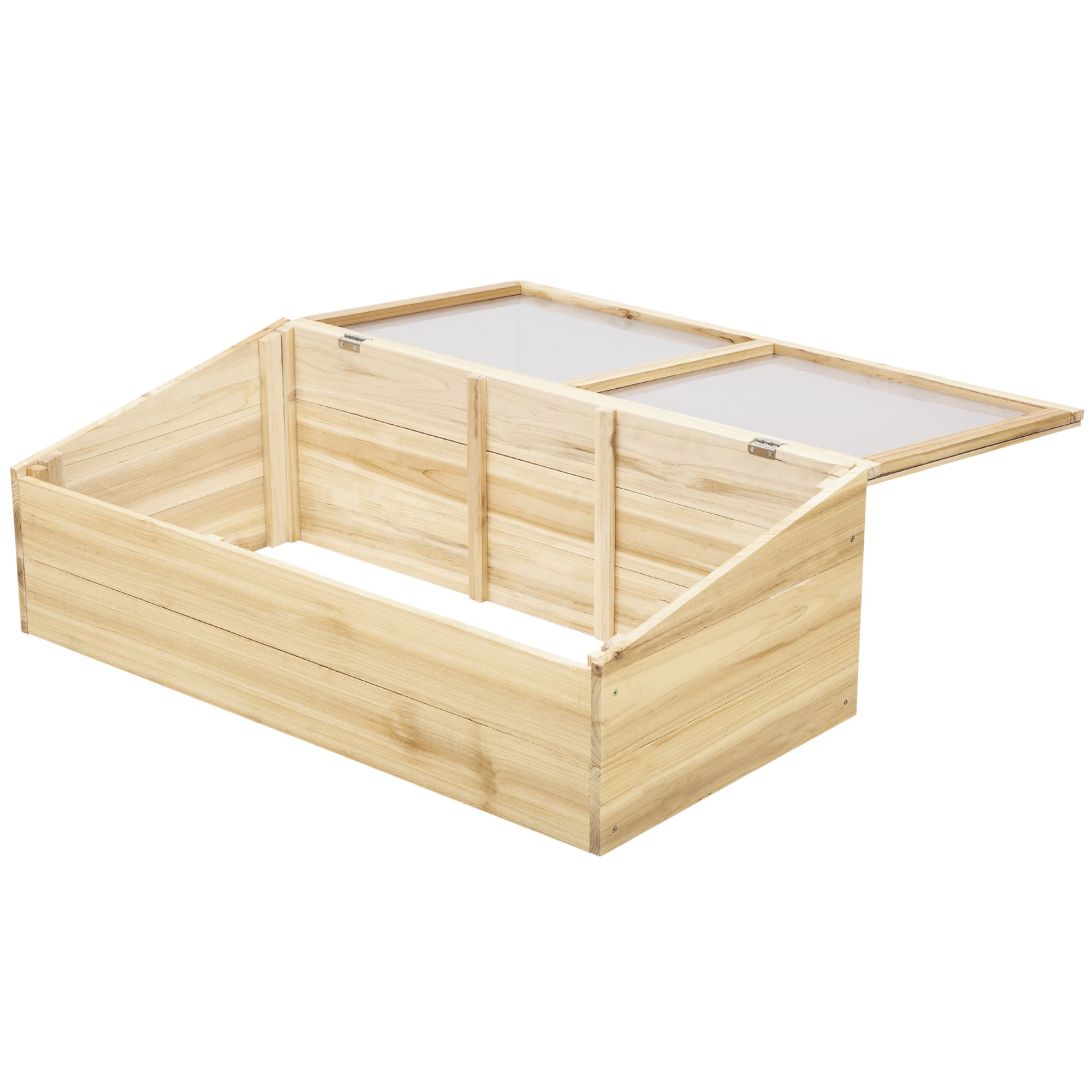 Outsunny Serre en Bois Mini Serre de Jardin Serre de Germination pour Jardin Balcon, 100 x 50 x 35 cm, Naturel, Sapin, Plaque en PC
