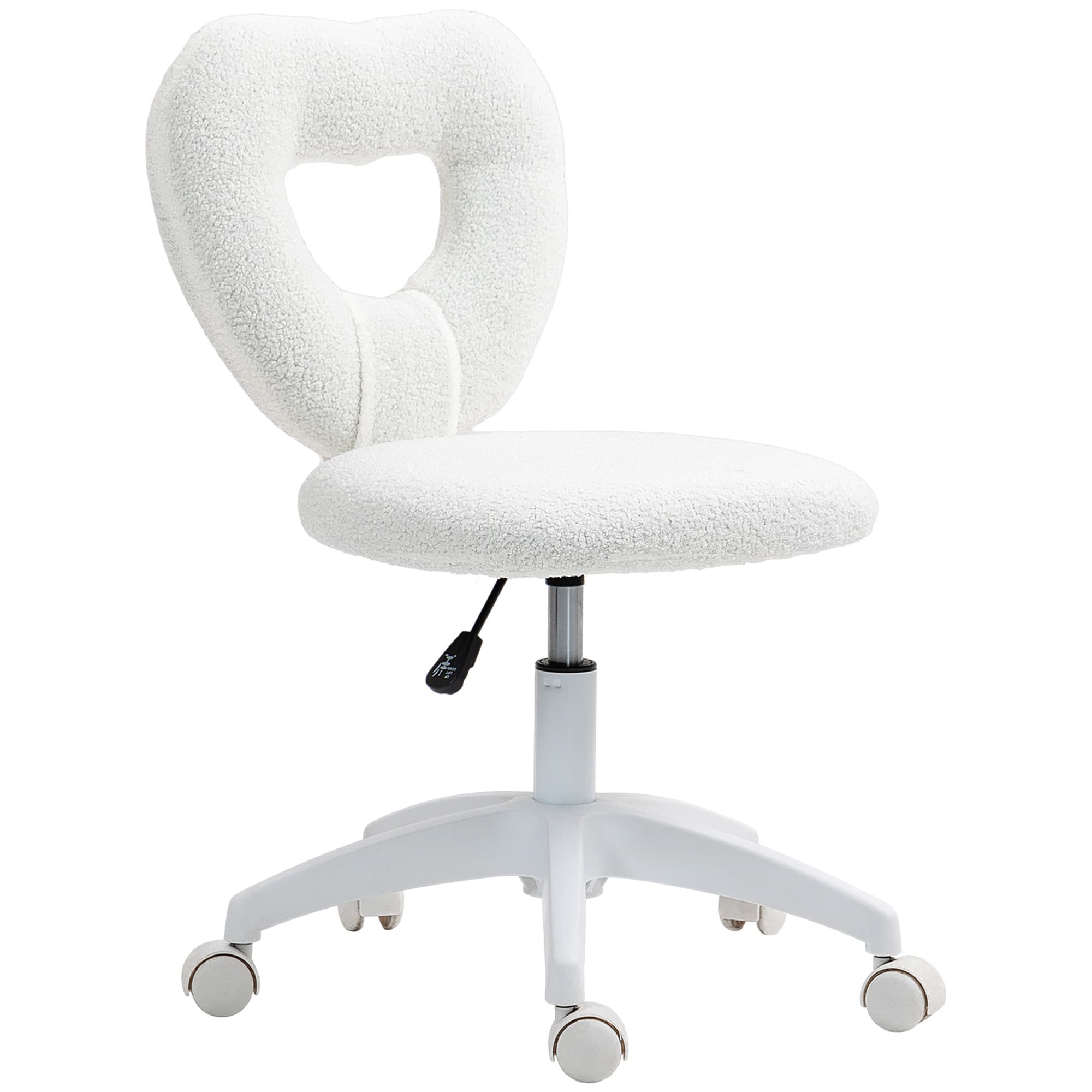 HOMCOM Chaise de Bureau, Fauteuil de Direction Dossier en Forme de Cœur, Rembourré, Blanc