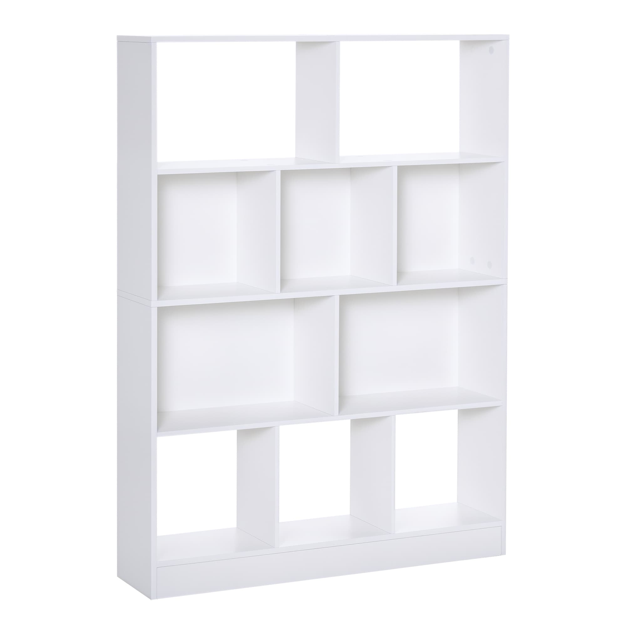 HOMCOM Étagère meuble de rangement bibliothèque design 5 étagères + 5 niches panneaux de particule 100 x 23,8 x 140 cm blanc